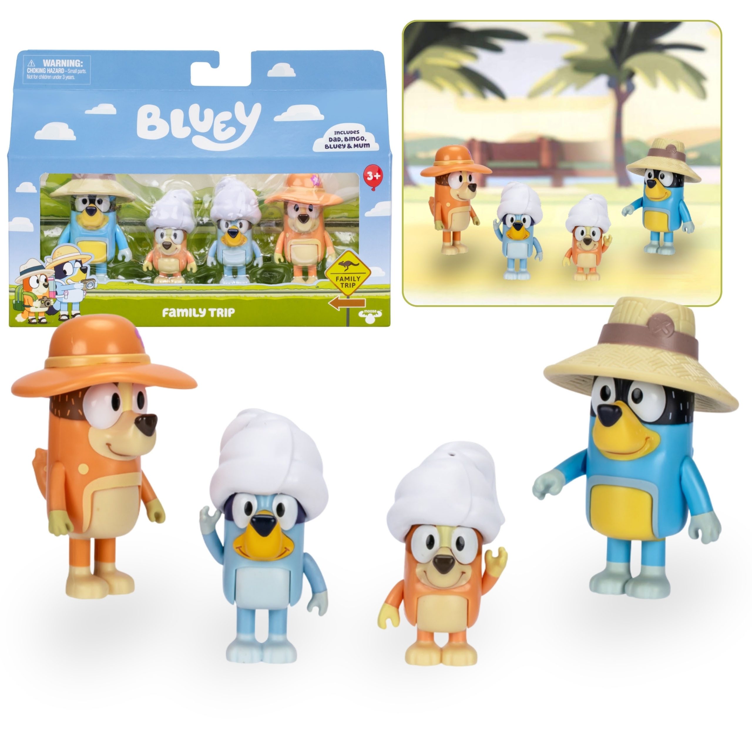 Bluey Spielfigur Bluey Familien Reise Figurenset, Figuren, bewegliche Teile 3+