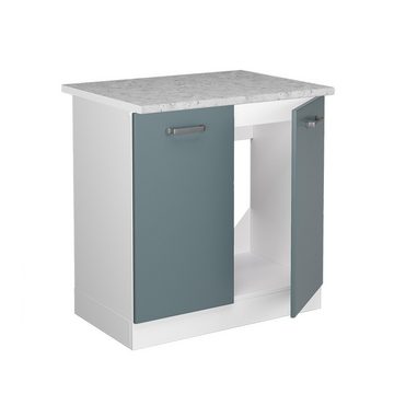 Vicco Spülenunterschrank Küchenunterschrank+Arbeitsplatte R-Line Weiß BlauGrau 80 cm