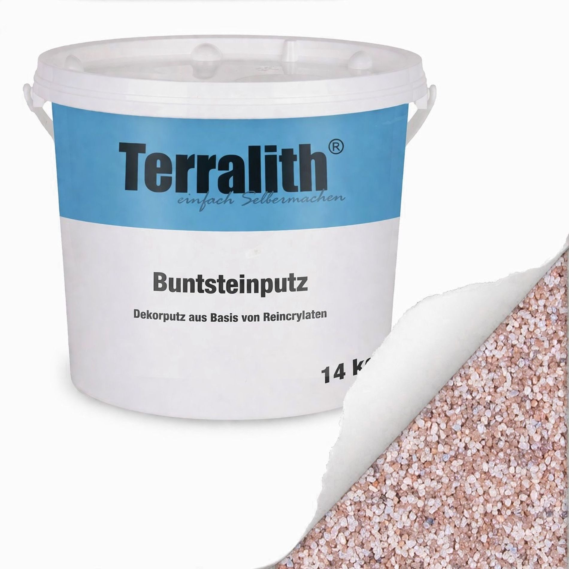Terralith® Kunstharzputz Buntsteinputz Mosaikputz 1mm -14 kg- BSP1059 (Eimer, Verarbeitungsfertig) Dekorationsputz aus Marmor-Granulat bzw. eingefärbter Körnung