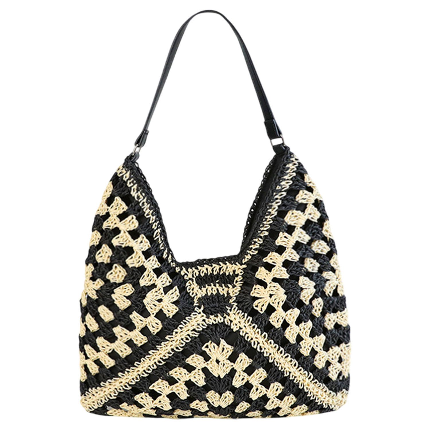Strandtasche Vintage Umhängetasche,Bohemien Tragetasche,Große Stroh-Hobo-Taschen