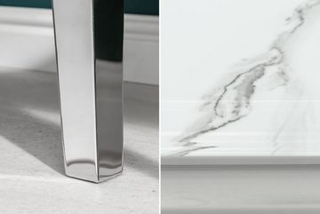 riess-ambiente Konsolentisch MODERN BAROCK 145cm grau / weiß, Glastisch · Marmor-Optik · Edelstahl-Beine