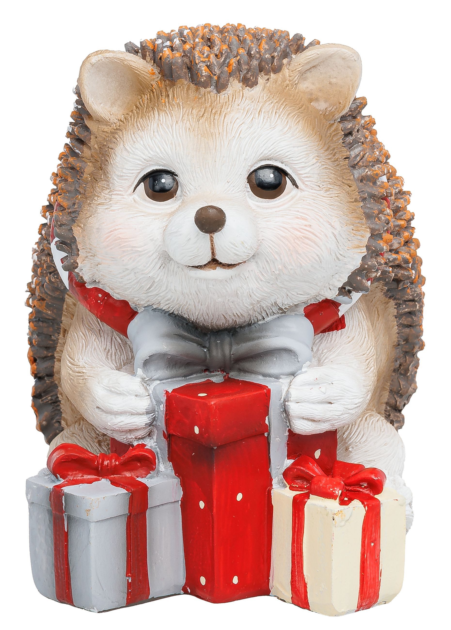 SIKORA Weihnachtsfigur Igel mit Geschenken Deko Figur für Weihnachten und Winter - DK39, Ideal für zuhause und den Garten