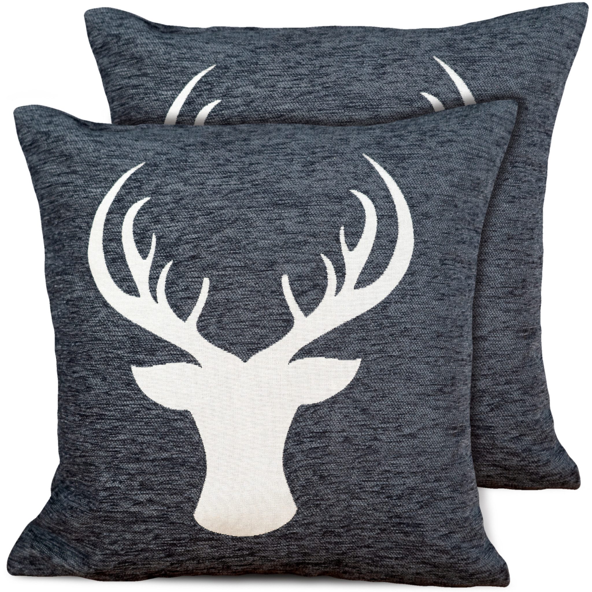 matches21 HOME & HOBBY Kissenbezüge 2er Set Kissenhüllen 45x45 cm dunkelgra günstig online kaufen