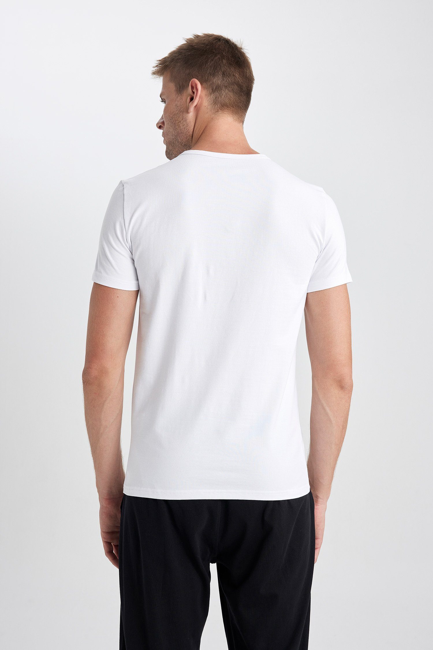 DeFacto T-Shirt Herren T-Shirt REGULAR Weiß FIT