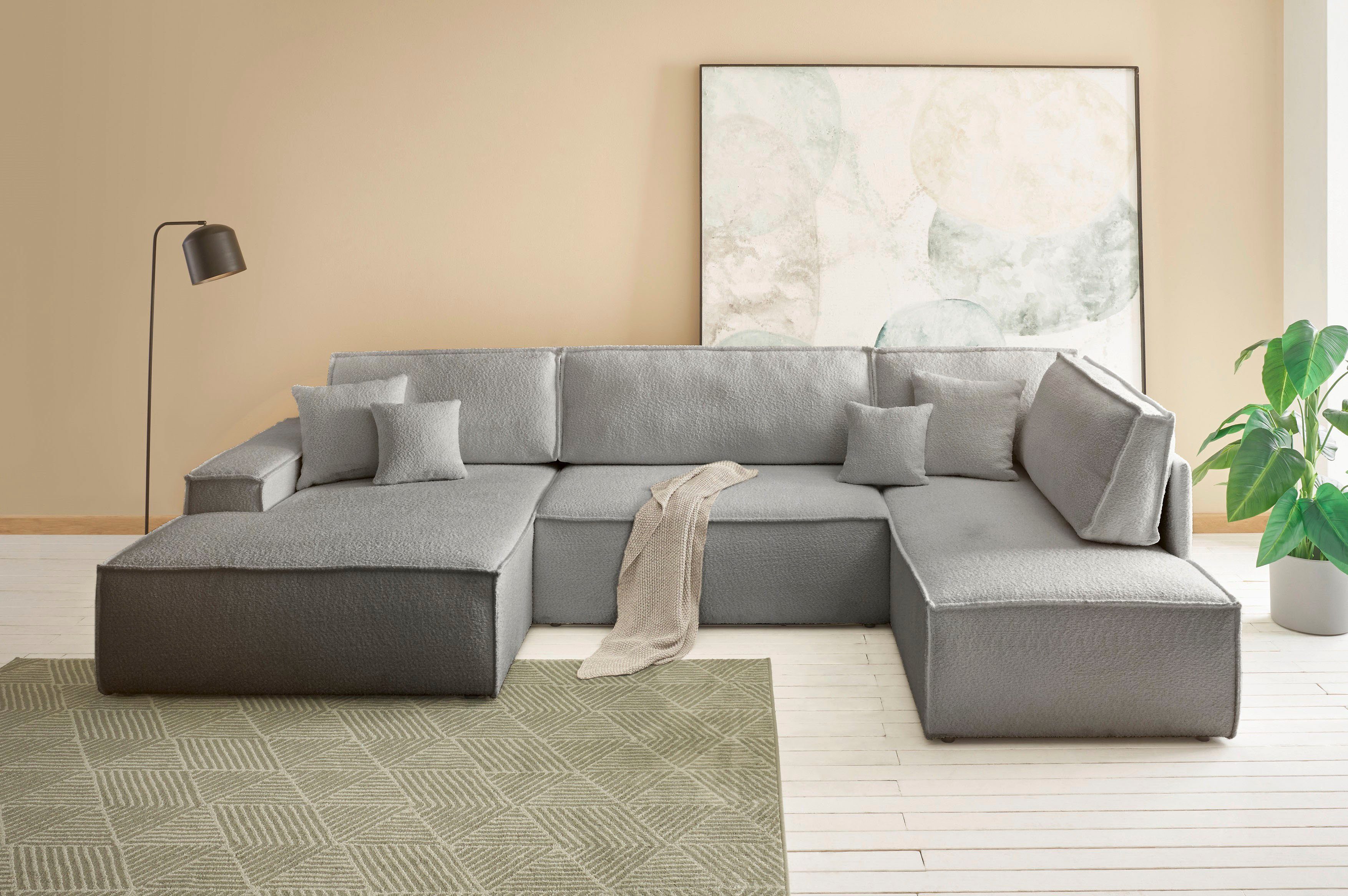 OTTO home Wohnlandschaft "FINNLEY, U-Form XXL 329 cm, Schlafsofa, Schlaffun günstig online kaufen