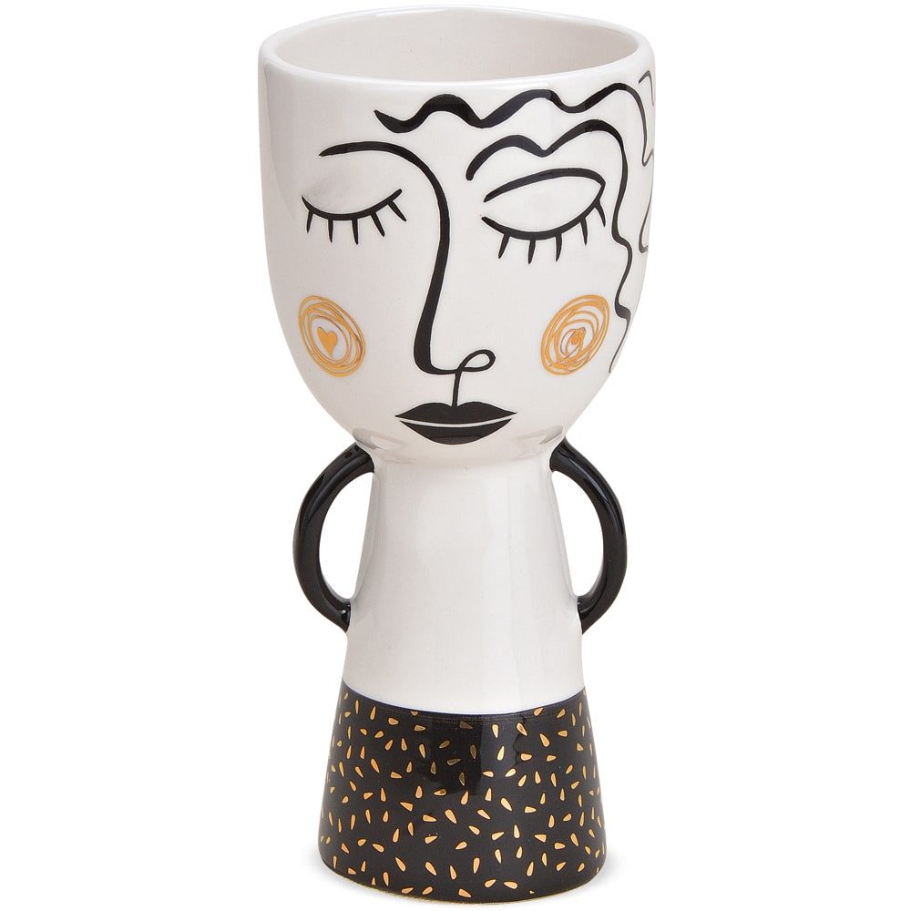 matches21 HOME & HOBBY Dekovase Vase Frau schlafend modern weiß schwarz & gold Dekor Ø 9x20 cm (1 St). € 20,99