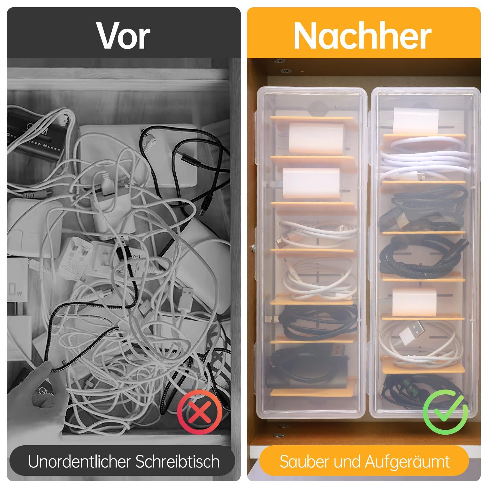 FOUORTUNATE-BEE Kabelbox Kabel Organizer Box Kabelbox Kunststoff Transparen günstig online kaufen
