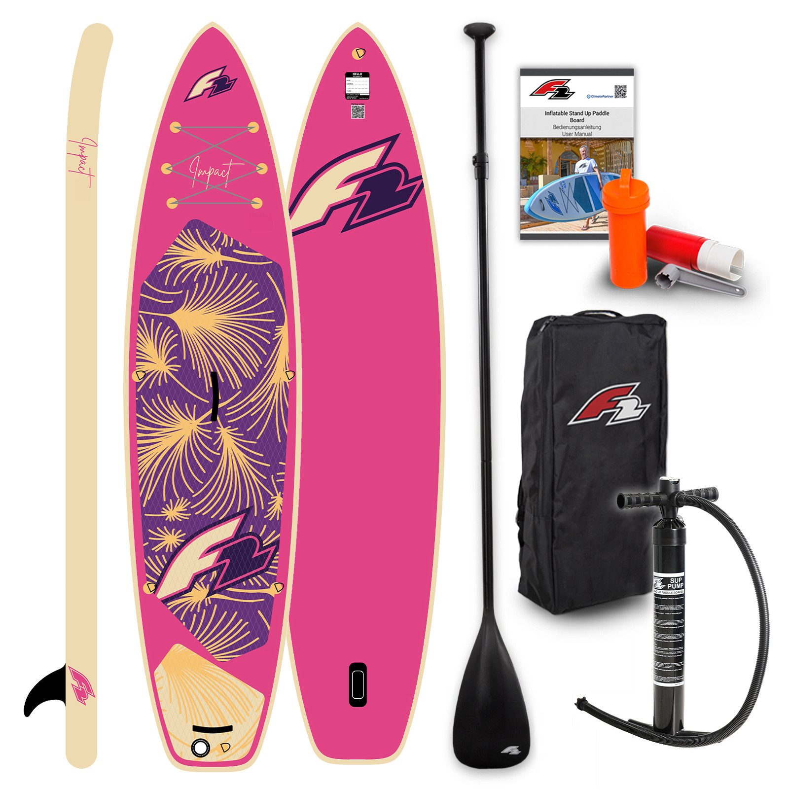 F2 SUP-Board F2 Damen SUP Stand Up Paddle Board Impact Pink - Größe wählbar, Stand up paddle board