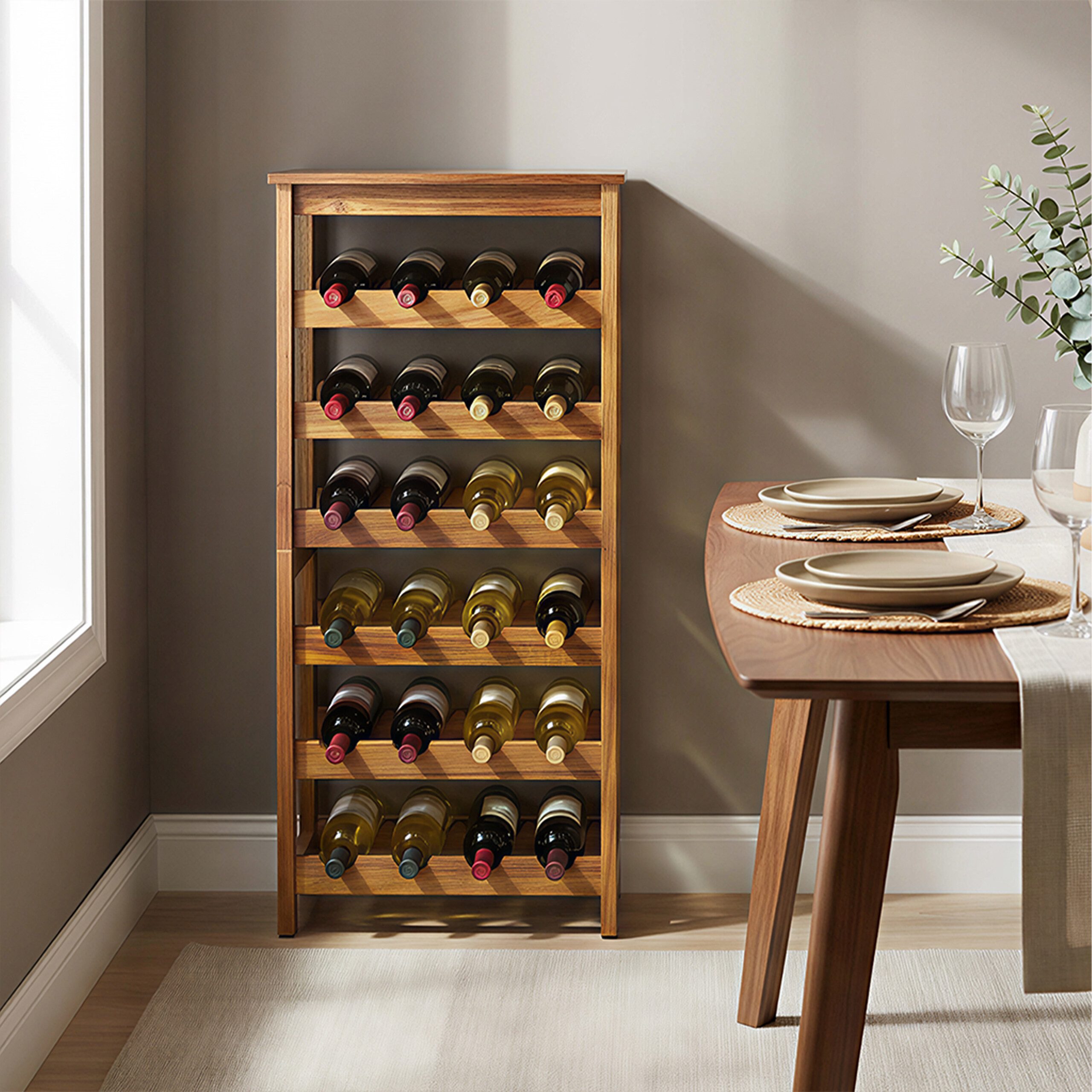 relaxdays Weinregal Akazienholz 24 Flasche