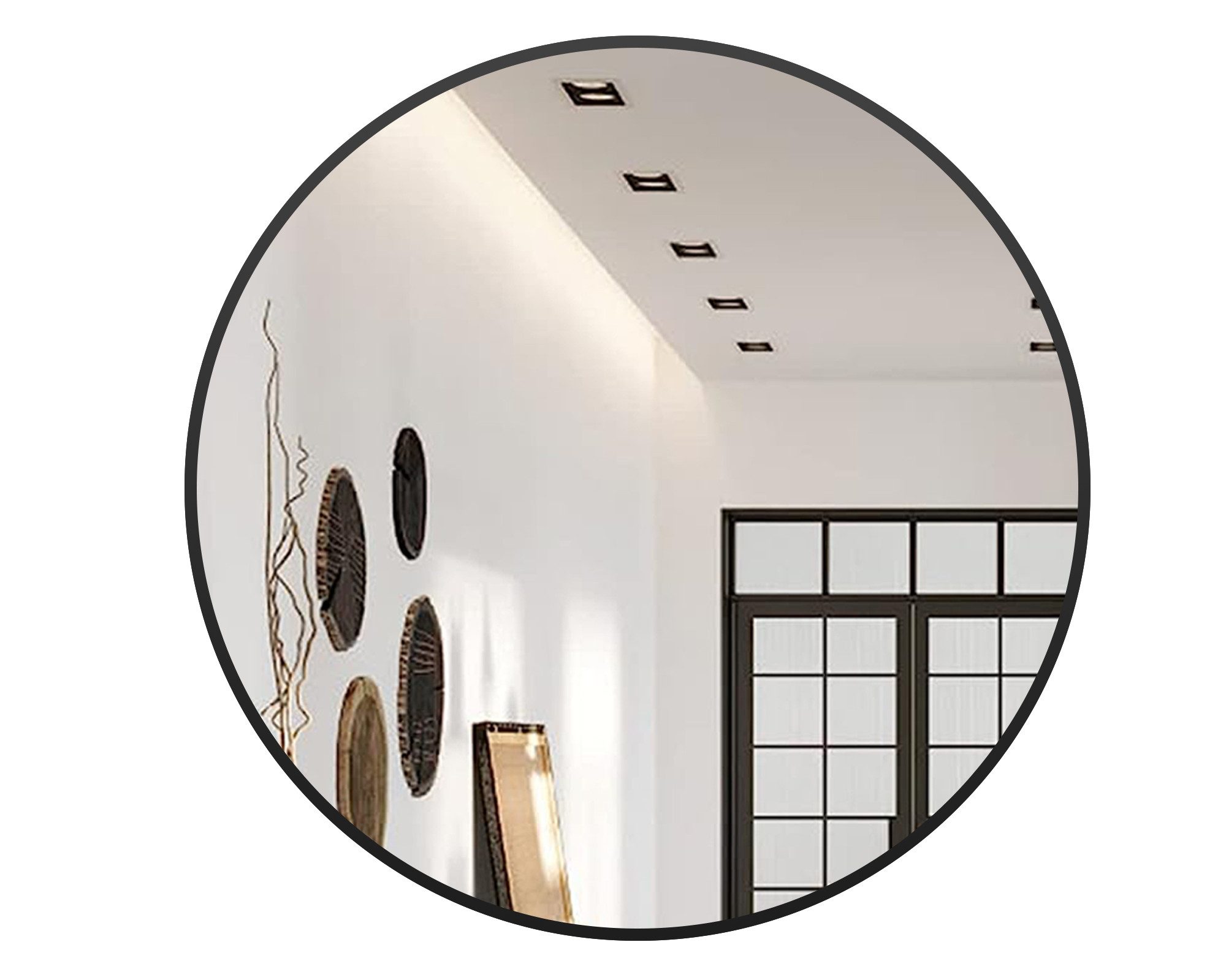 Boromal Wandspiegel groß Wohnzimmer Rundspiegel 80x80 (Flurspiegel modern groß, Schwarz), für Wohnzimmer Schlafzimmer Badezimmer Garderobe Friseurladen