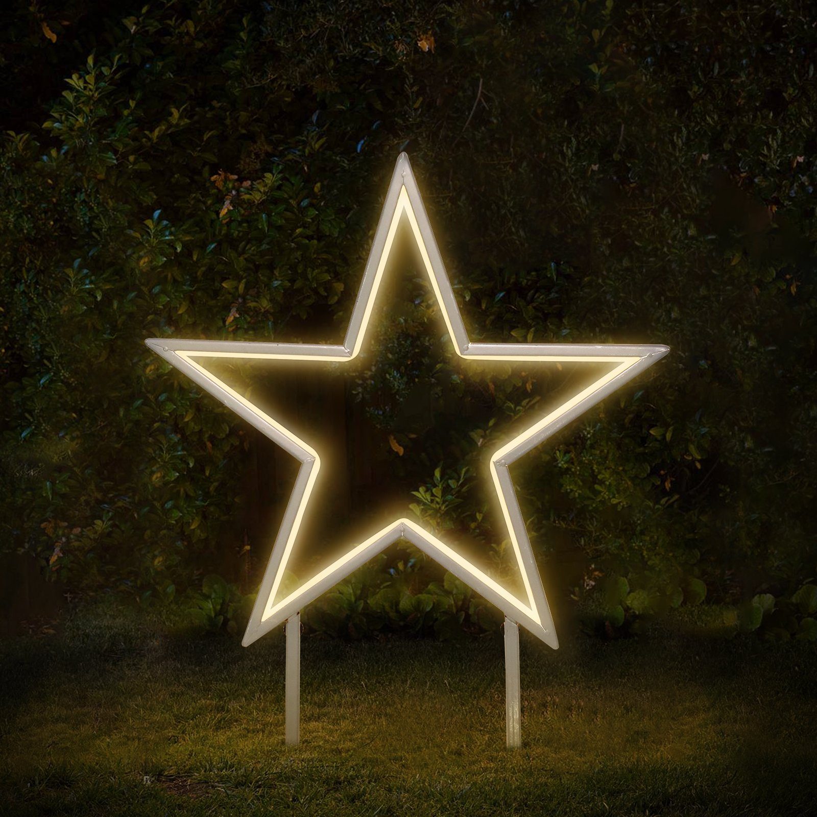 Salcar LED-Lichterkette 50cm LED Gartenstecker Stern Garten Stern Leuchte Weihnachtsstern, Weihnachtsbeleuchtung mit Erdspieß 100 LED Beleuchtet Warmweiß