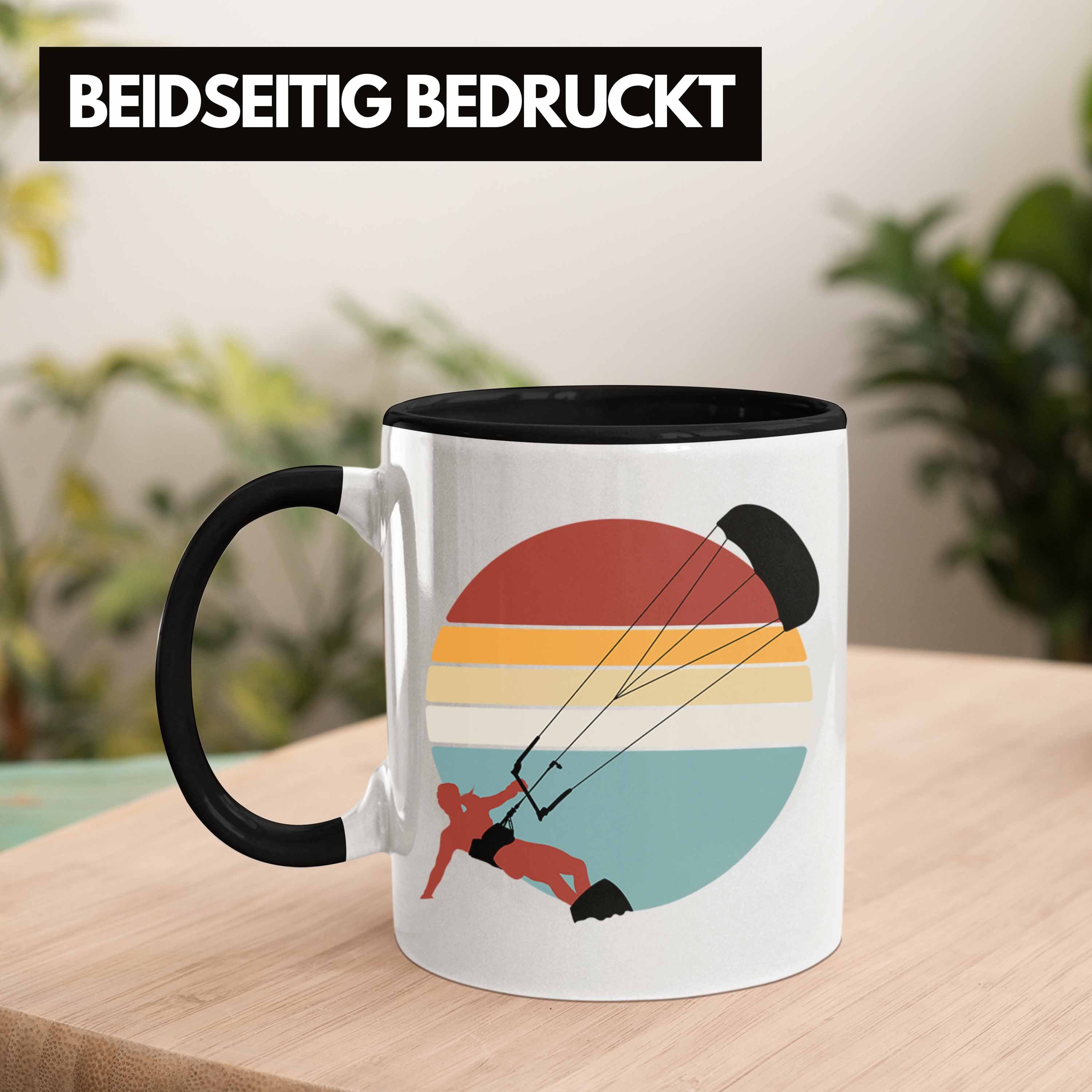 Geschenkidee Trendation Retro Schwarz Kitesurfer G Surfen Kite Tasse Tasse Geschenk Kitesurfing