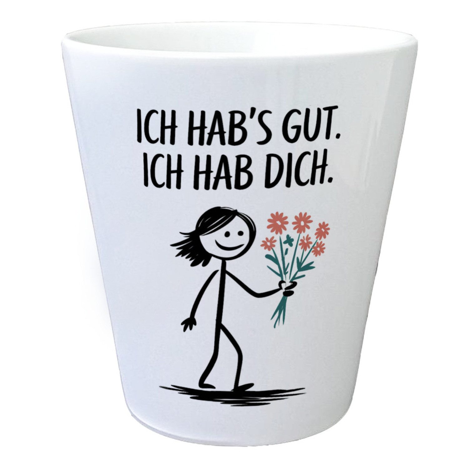 Blumentopf Ich hab's gut - Ich hab dich Blumentopf mit Strichmännchen
