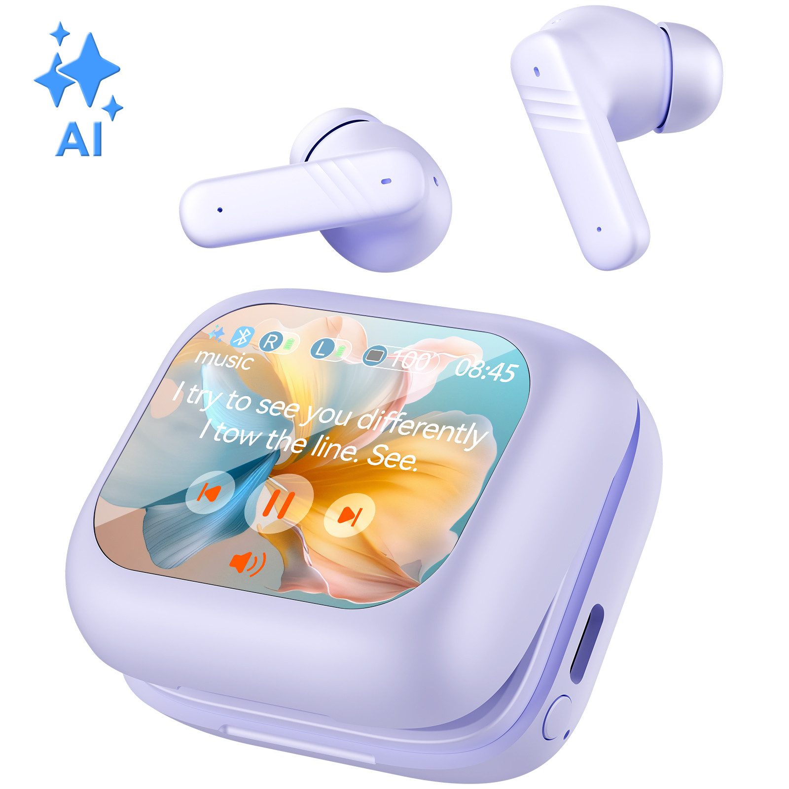 Rayofi Bluetooth Наушники mit Touchscreen, Bluetooth 5.4, mit ANC/ENC Наушники-вкладыши (Verlängerte Akkulaufzeit, Kabellose Наушники mit Mikrofon zur Geräuschunterdrückung und 7 Equalizern, Wireless Headphones mit 3 Szenemodi, intelligente Synchronisierung)