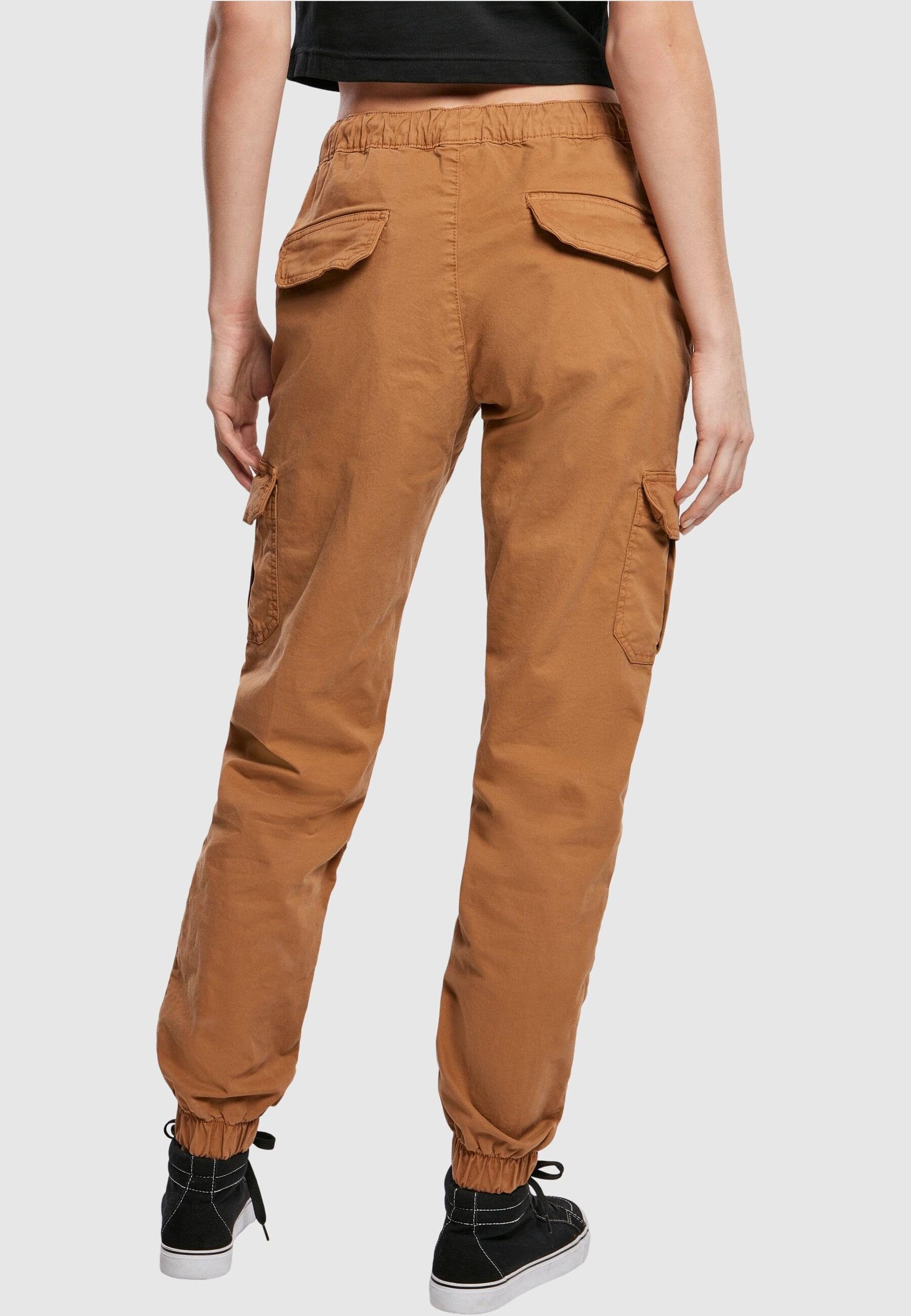 URBAN CLASSICS Cargohose Damen Waist Jogging (1-tlg) Ladies High toffee Pants Cargo