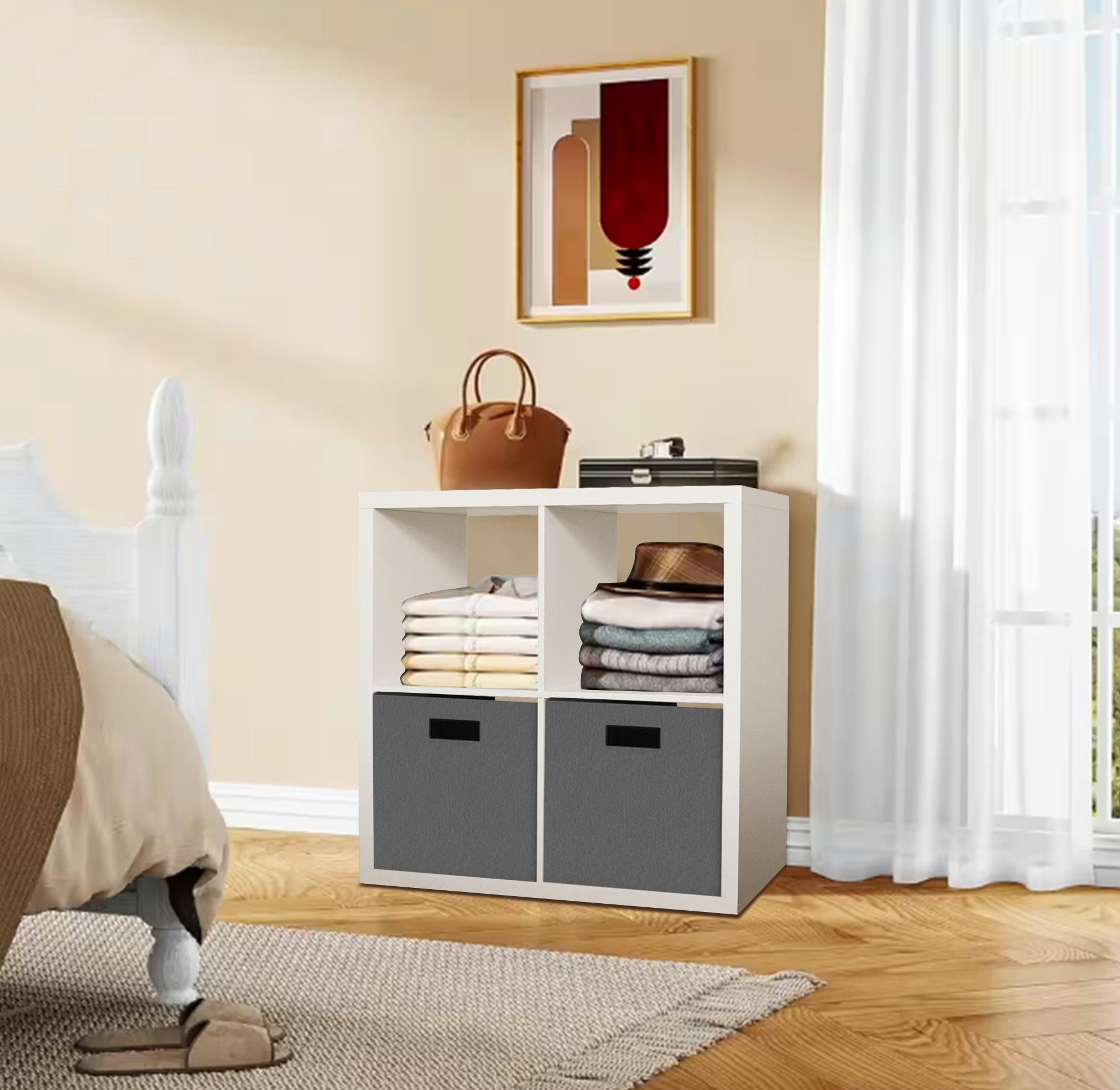OTTO home Raumteilerregal IZOLA, Raumteiler, Aktenregal, Würfelregal, mit 4 Fächern, quer und hochkant stellbar, (B/T/H) 76x37x76 cm – Bild 5 von 5