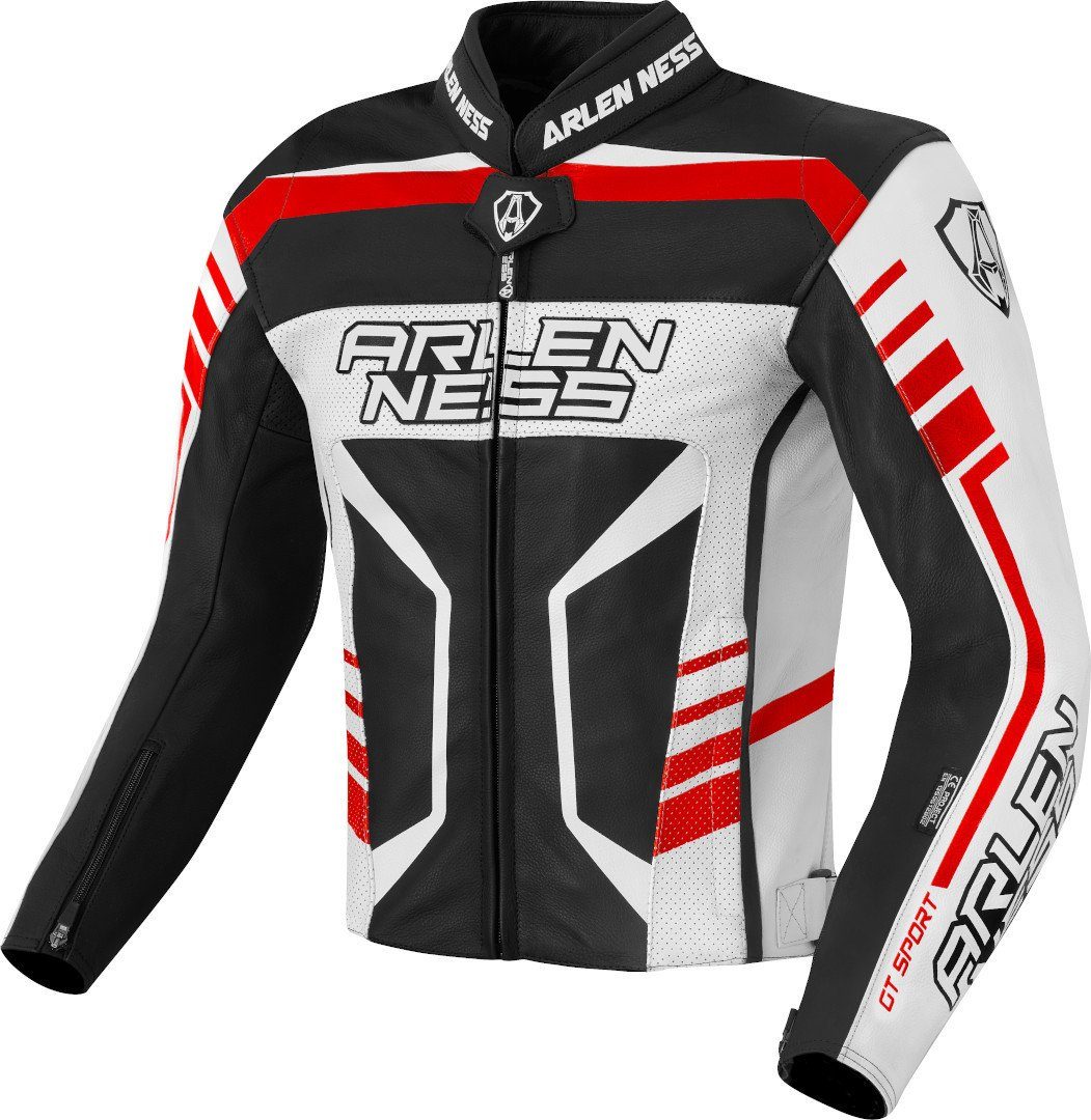 Arlen Ness Motorradjacke Rapida 2 Motorrad Lederjacke Black/White/Red