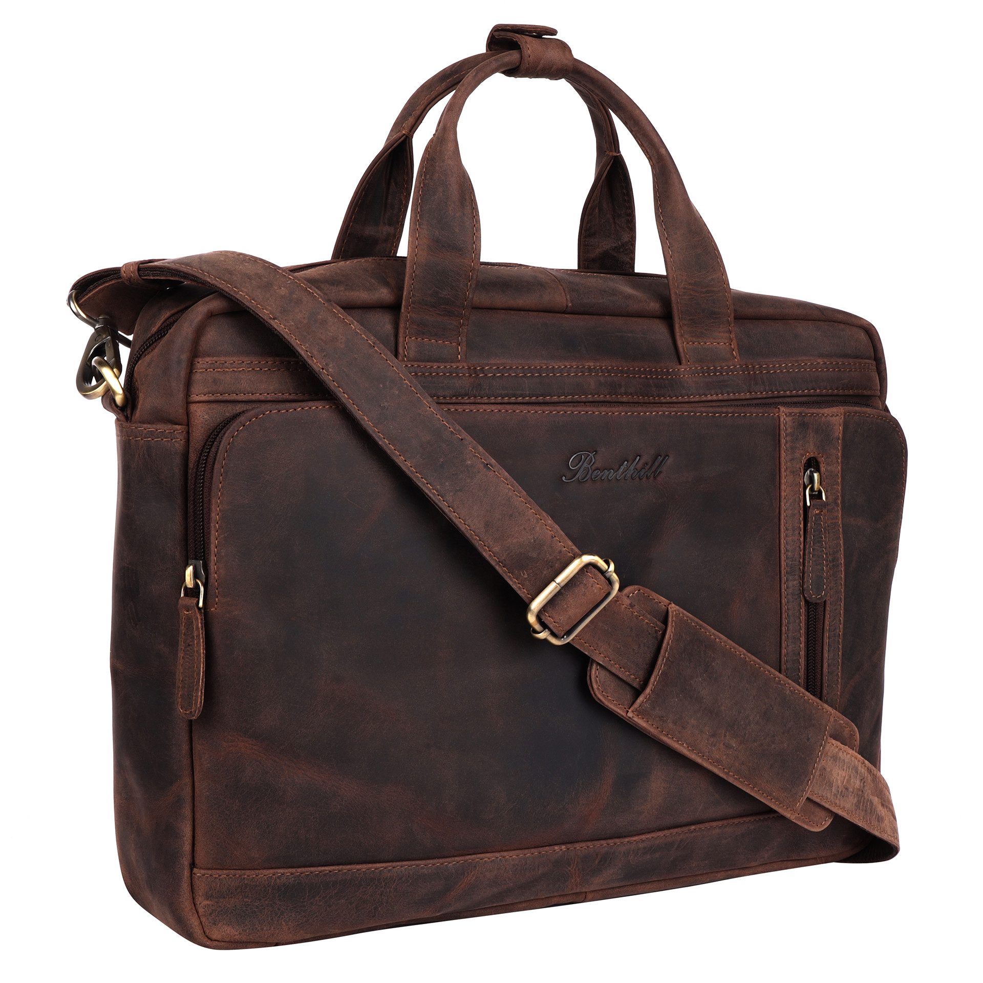 Benthill Aktentasche Echt Leder Laptoptasche Notebooktasche günstig online kaufen