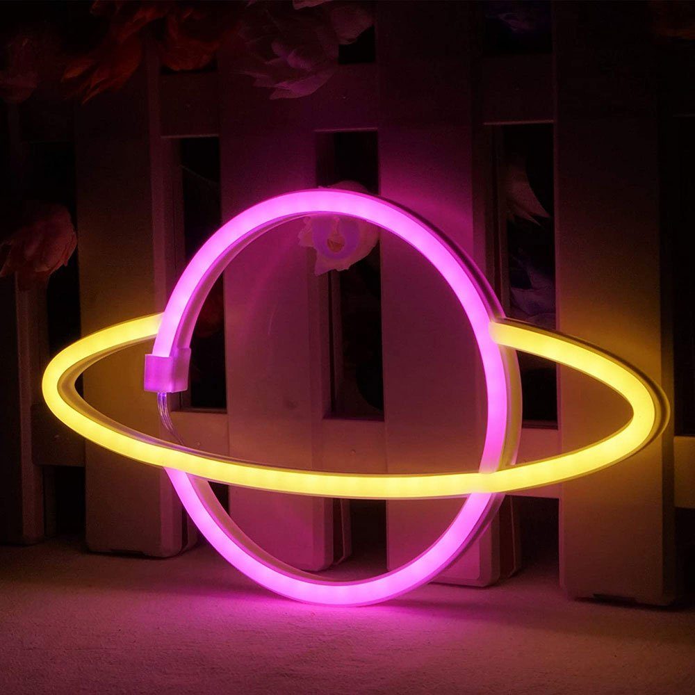 Rosnek LED Dekolicht Shop Party Weihnachtsdeko, Sign für Wand Bar 2835 Moon, SMD Schlafzimmer Planet Light Neon Multicolor, LED LED