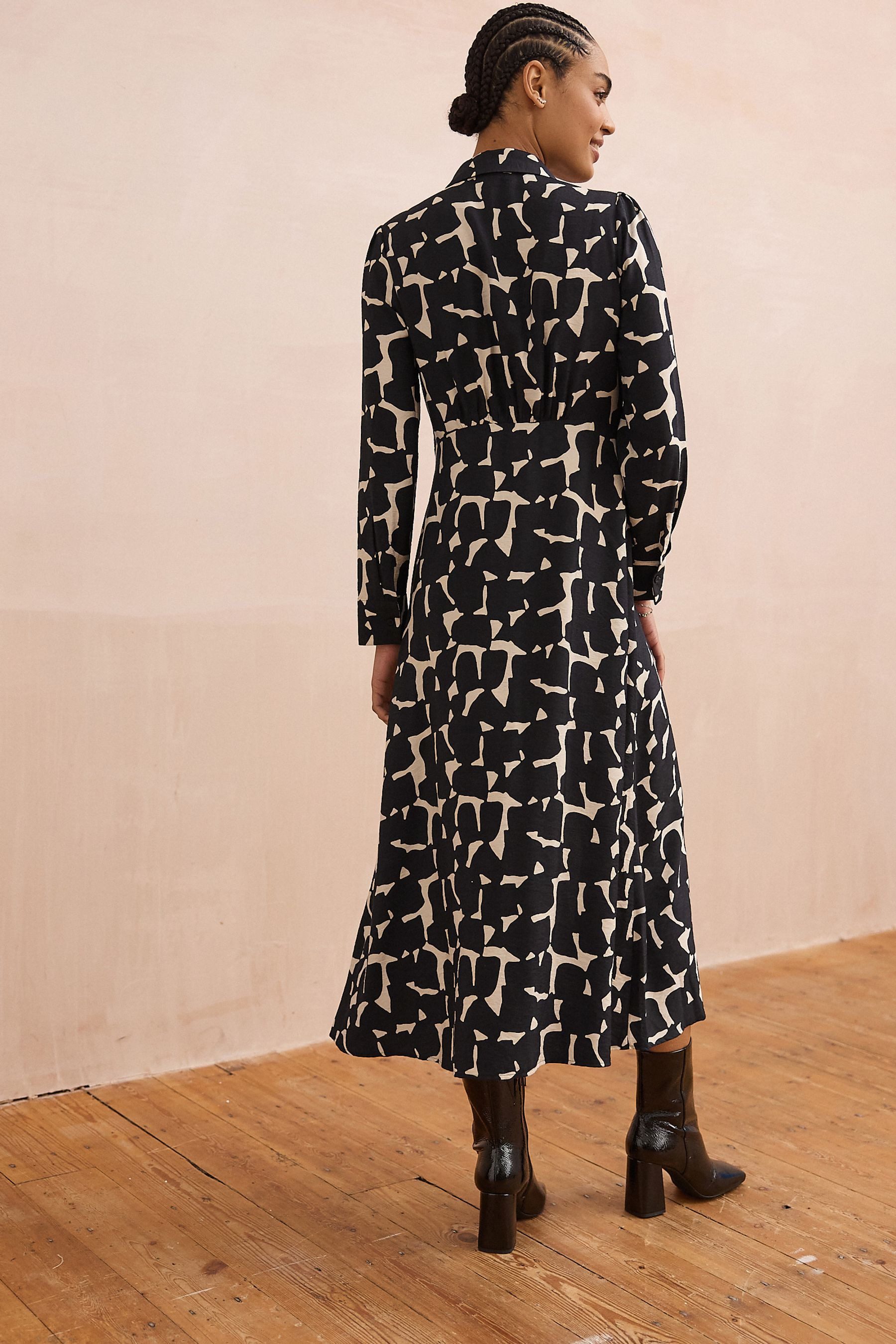 Next Blusenkleid Langärmeliges Hemdblusenkleid in Midilänge günstig online kaufen