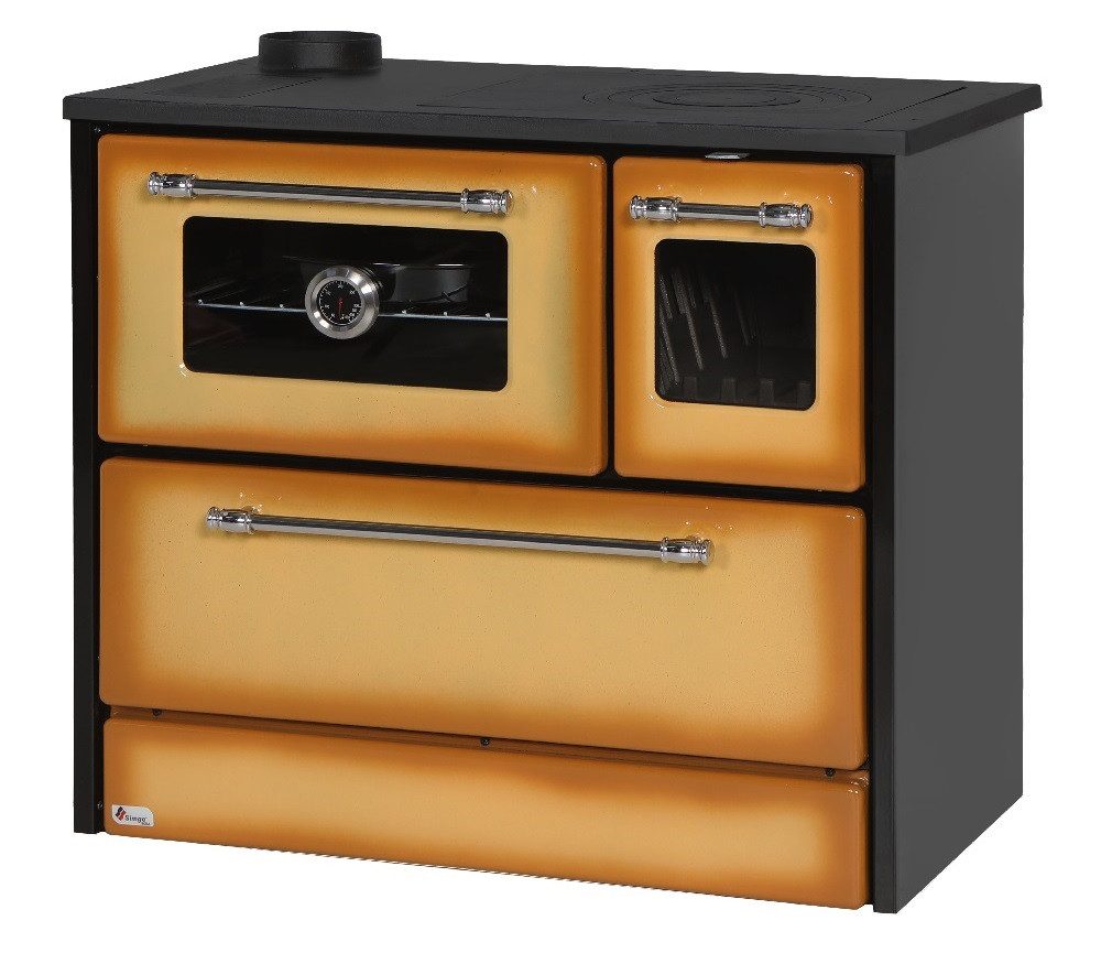 SimgeSoba Festbrennstoffherd EEK A Küchenofen Holzherd 701-G Omega Cappuccino, linke Version, 9,18 kW