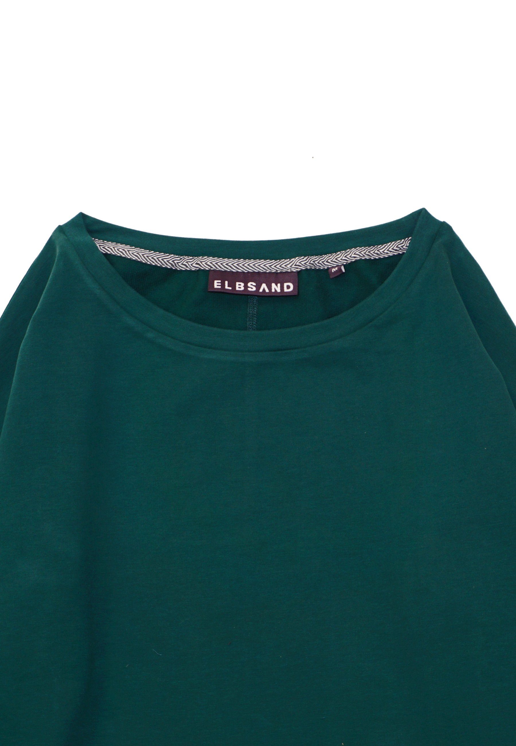 Sweatshirt Pullover Riane vertikalem Sweatshirt Backprint Elbsand dunkelgrün mit (1-tlg)