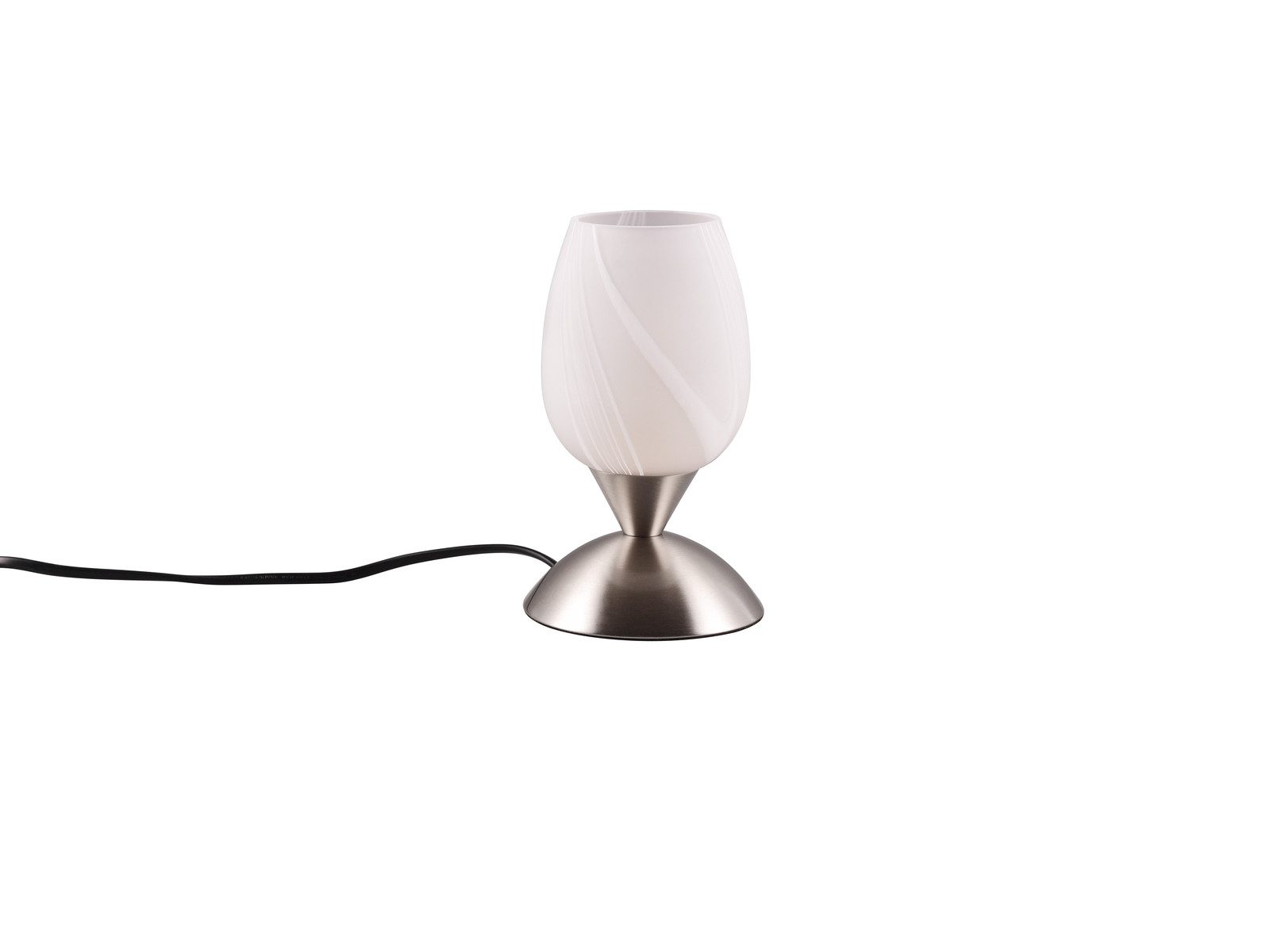 Reality Leuchten LED Nachttischlampe, Dimmfunktion, LED wechselbar, Warmweiß, kleine per Touch dimmbar mit Glas Lampenschirm für Fensterbank H: 18cm