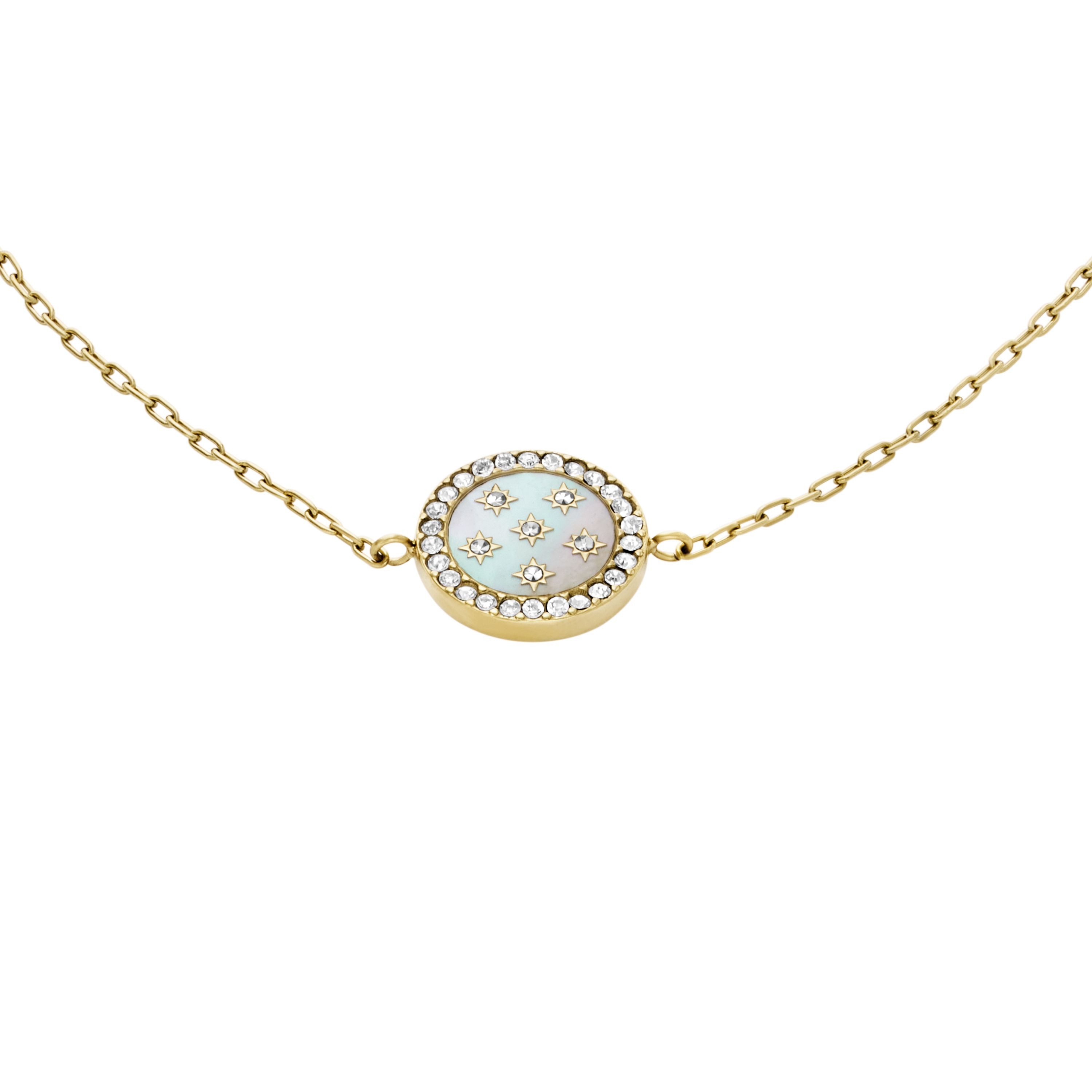 Fossil Armband Schmuck Geschenk Edelstahl JEWELRY, mit Glasstein - mit Perlmutt