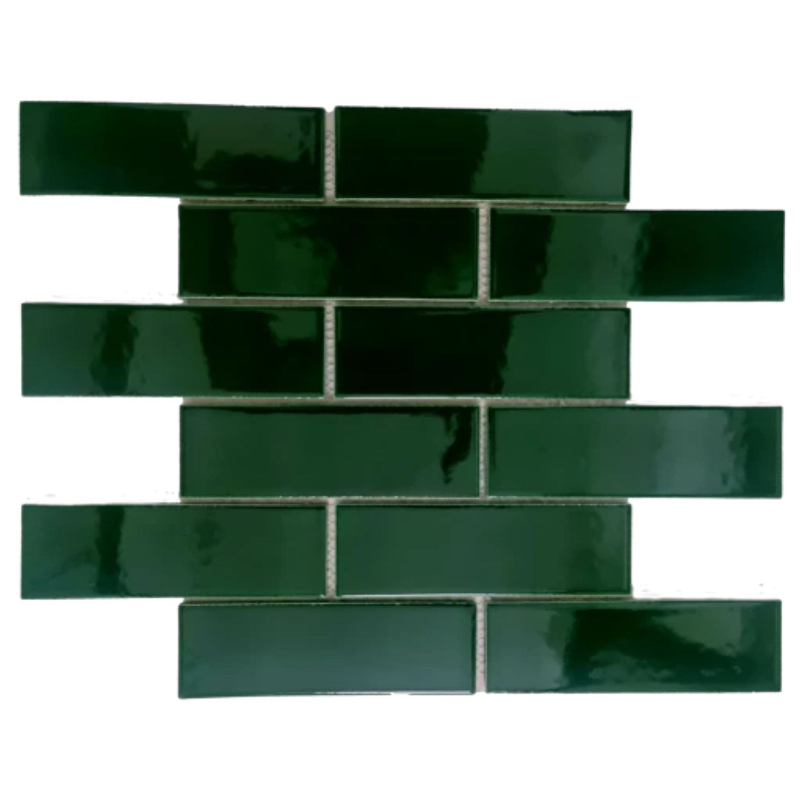 Mosaikfliesen 1 Stück (0,0823 m) Mosaik Fliese GREEN BRICK (29,2×28,2 cm), grün, glänzend, grün, Keramikmosaik Wand Boden Wandbelag Bodenbelag