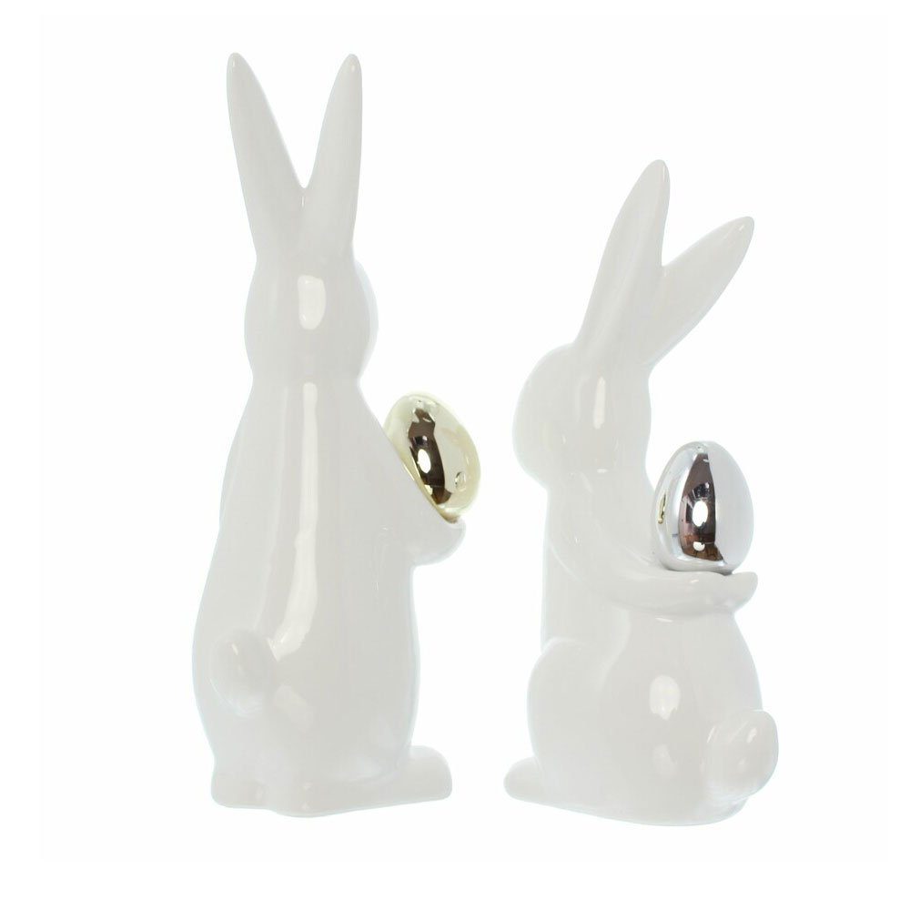 Home-trends24.de Osterhase Osterhase Ostereier Tisch Deko Ostern Osterfest Statue Figur Paar Set