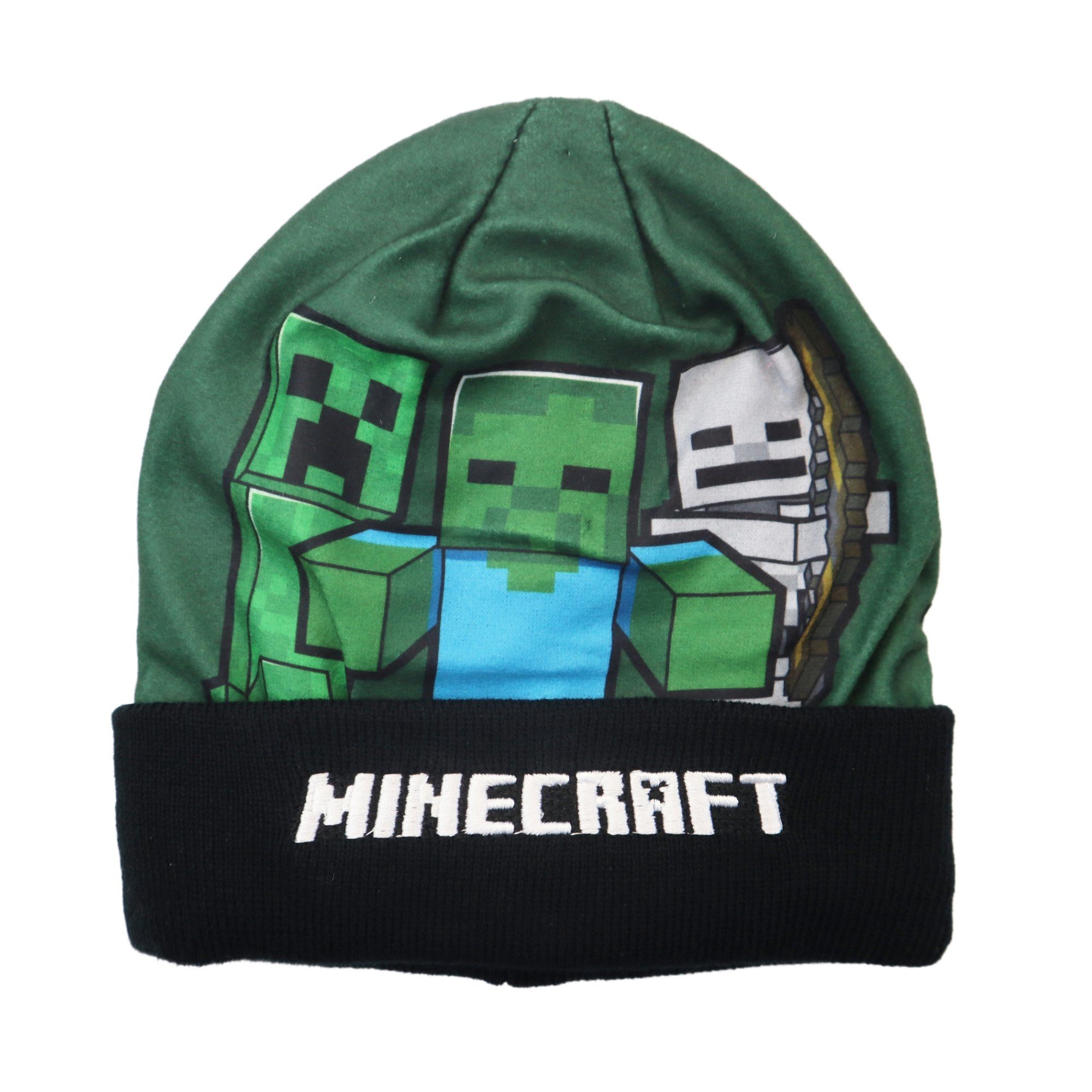 Minecraft Bommelmütze Minecraft Steve Alex Creeper Jungen Wintermütze Motivwahl Gr. 54 bis 56