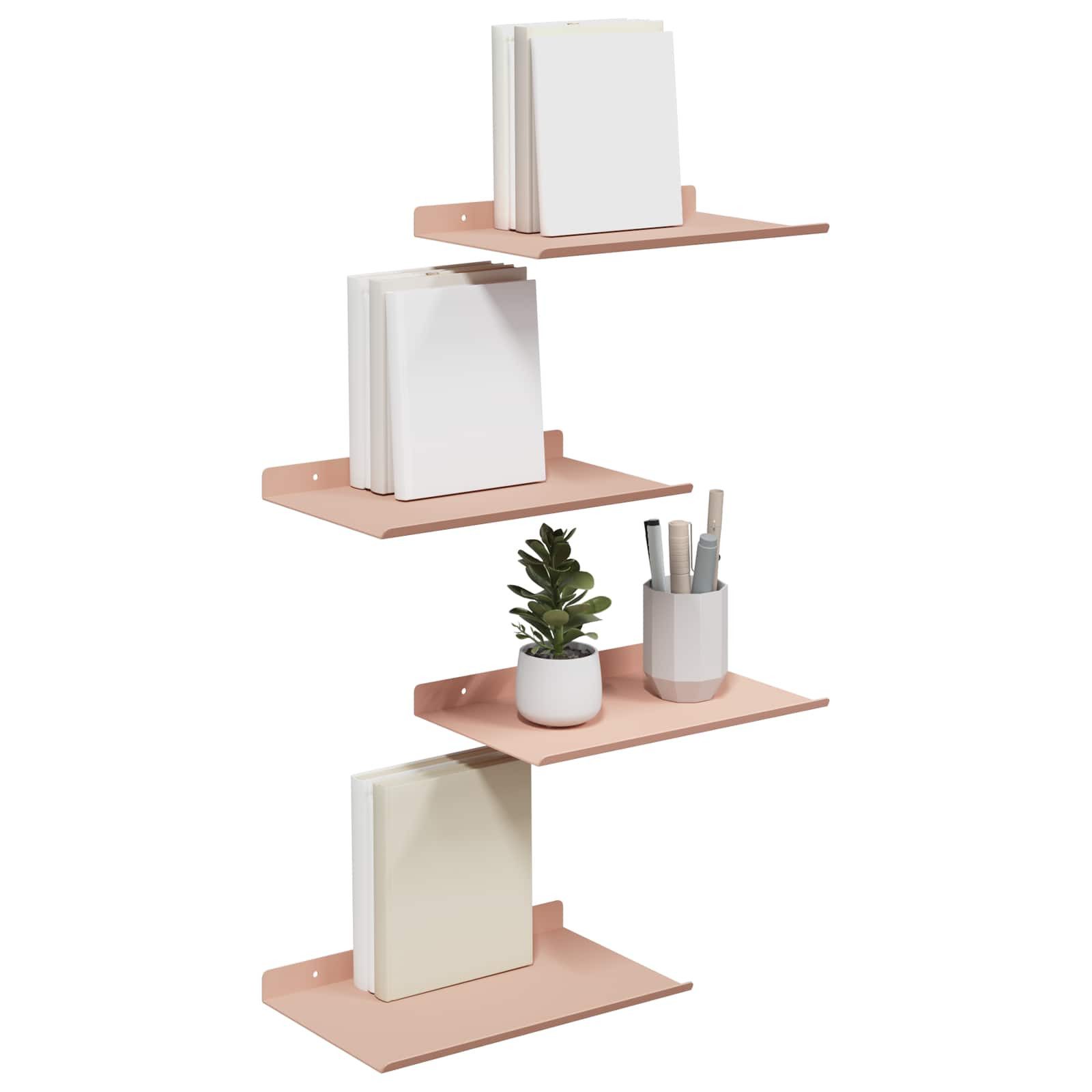 vidaXL Regal Schwebendes Regal 4 stk. Rosa 30 x 18 x 2,5 cm Stahl, 4-tlg.