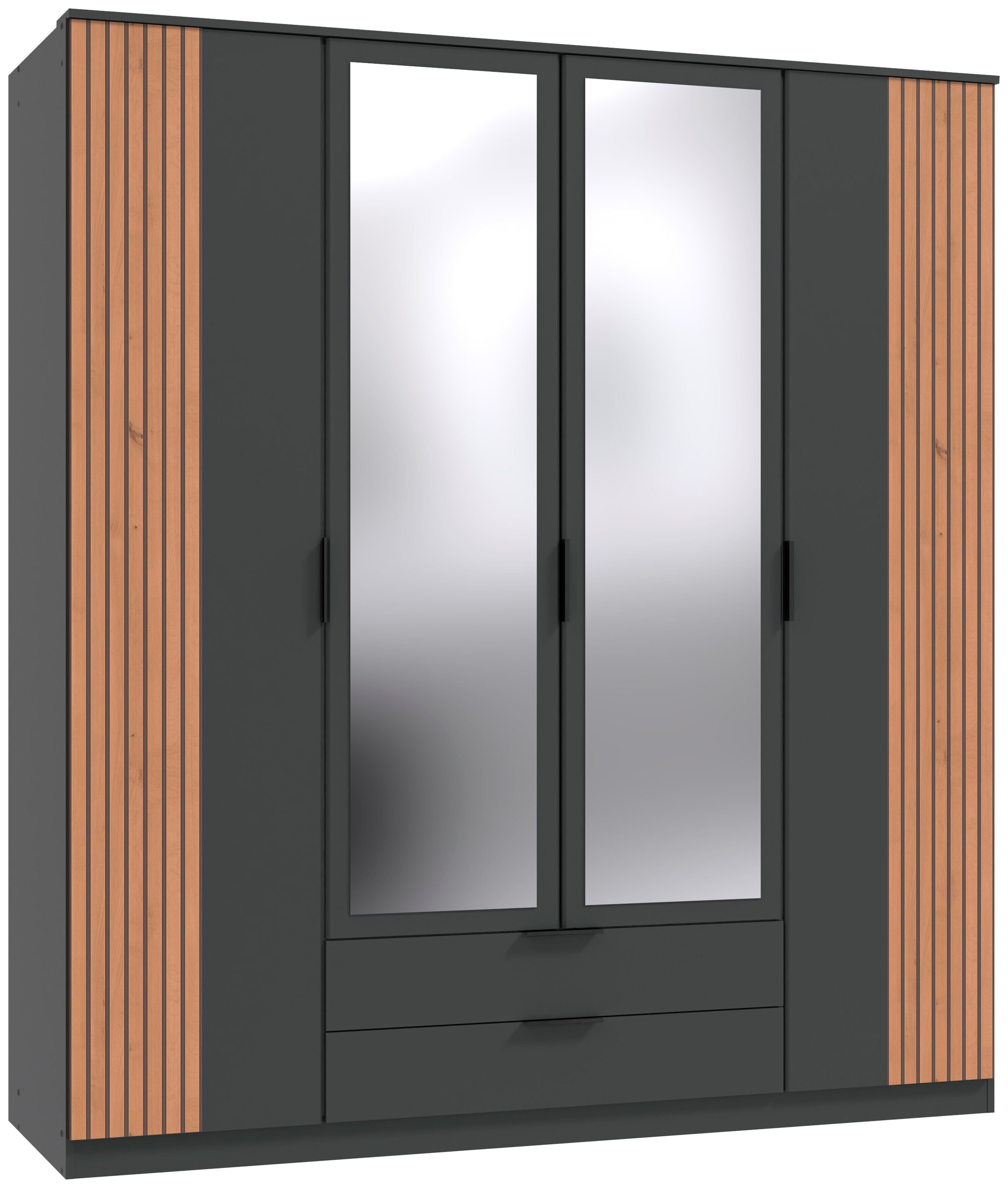 Wimex Drehtürenschrank Lübeck Akustiklamellen Optik, mit Spiegeltüren, 135 oder 180cm breit
