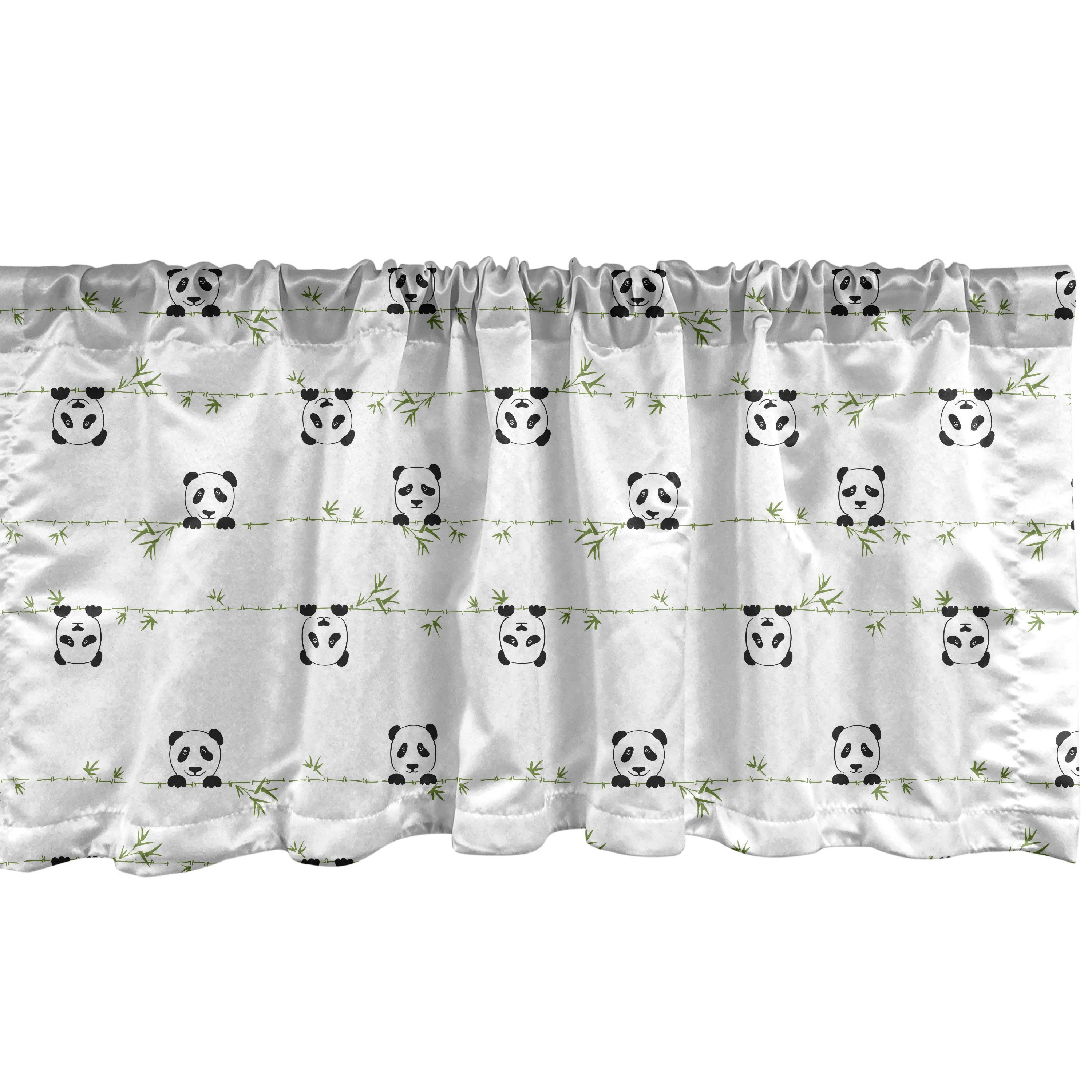 Scheibengardine Vorhang für Heads Volant Panda mit Schlafzimmer mit Küche Zweige Microfaser, Abakuhaus, Dekor Stangentasche, Bambus