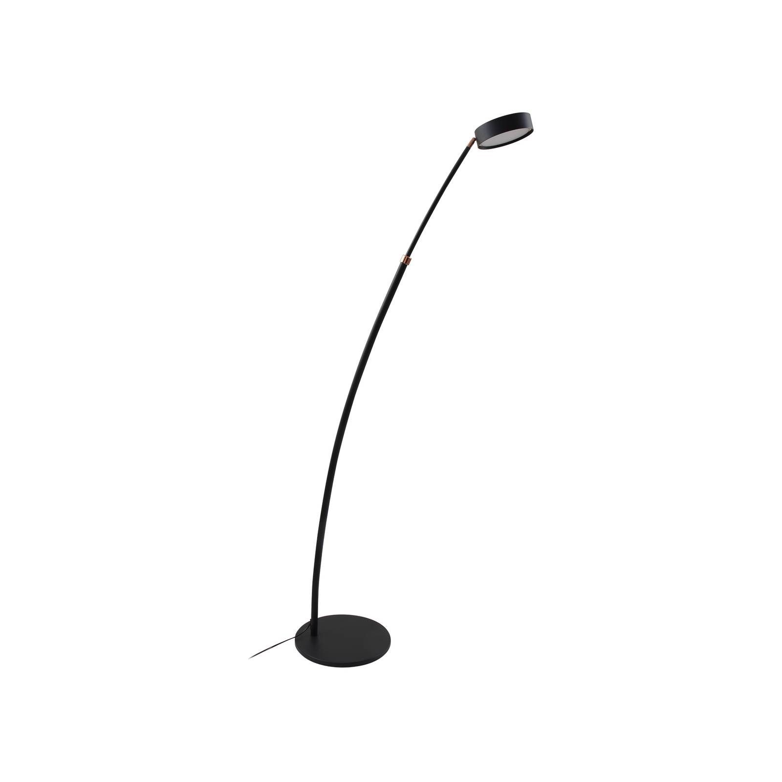 Lucande Bogenlampe Boga, LED, Metall, Schwarz warmweiß IP20, LED 23 W gesamt, warmweiß