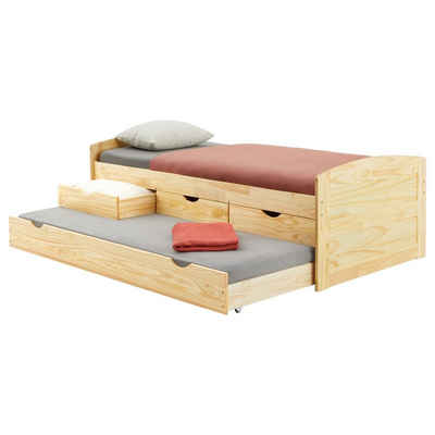 IDIMEX Funktionsbett JESSY, Bett mit Stauraum Kiefer massiv Jugendbett Gästebett Bett 90x200 cm na