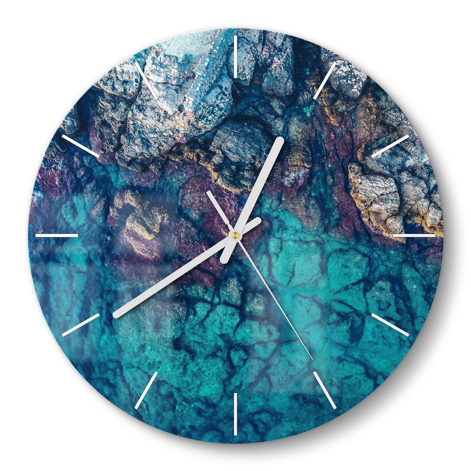 DEQORI Wanduhr 'Küstenfarbenspiel' (Glas Glasuhr modern günstig online kaufen