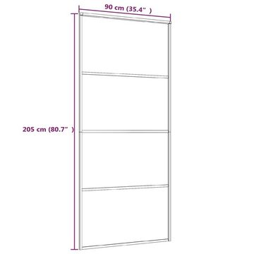 vidaXL Zimmertür Schiebetür ESG-Glas und Aluminium 90x205 cm Weiß Innentür Raum Zimmer