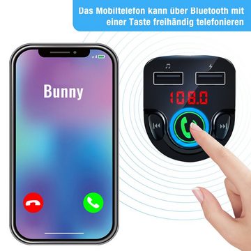 VSIUO Bluetooth FM Transmitter Auto-Adapter USB Typ A, PD 20W & QC 3.0, 2 USB Anschlüssen