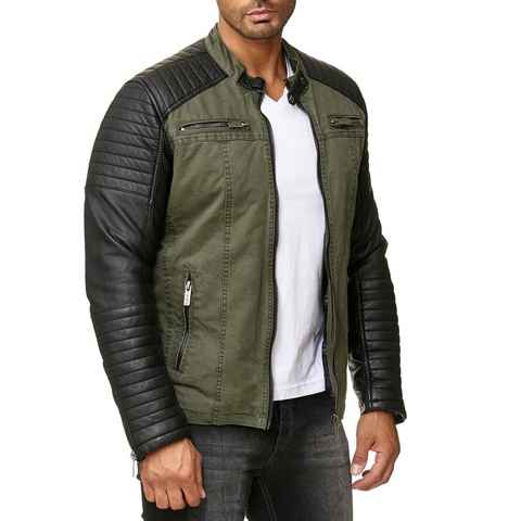 RedBridge Lederimitatjacke Red Bridge Herren Cotton Bikerjacke Kunst- Lederjacke Khaki 3XL Premium Qualität