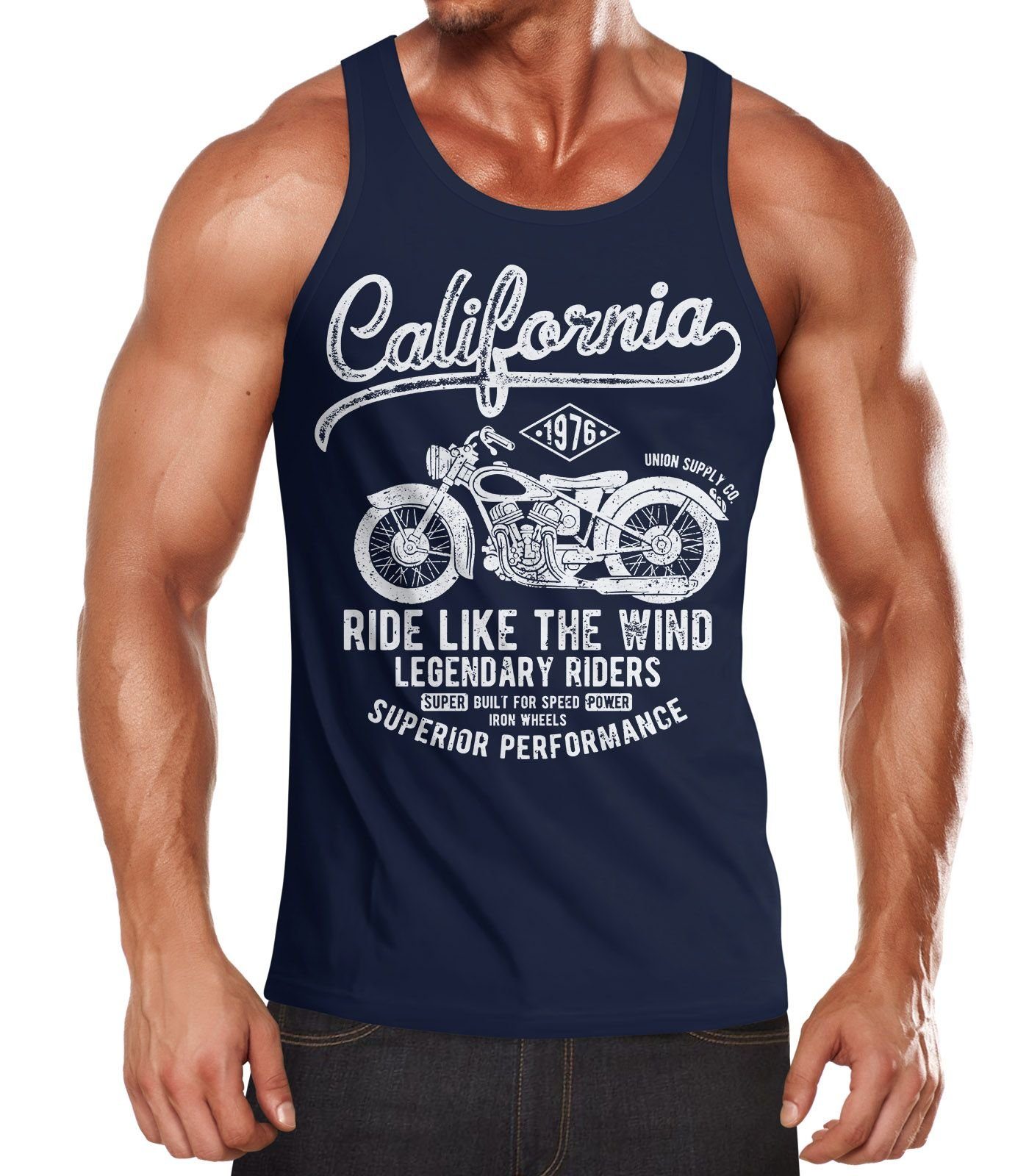 Neverless Tanktop Herren Tank-Top California Motorbike Muskelshirt Muscle Shirt mit Print
