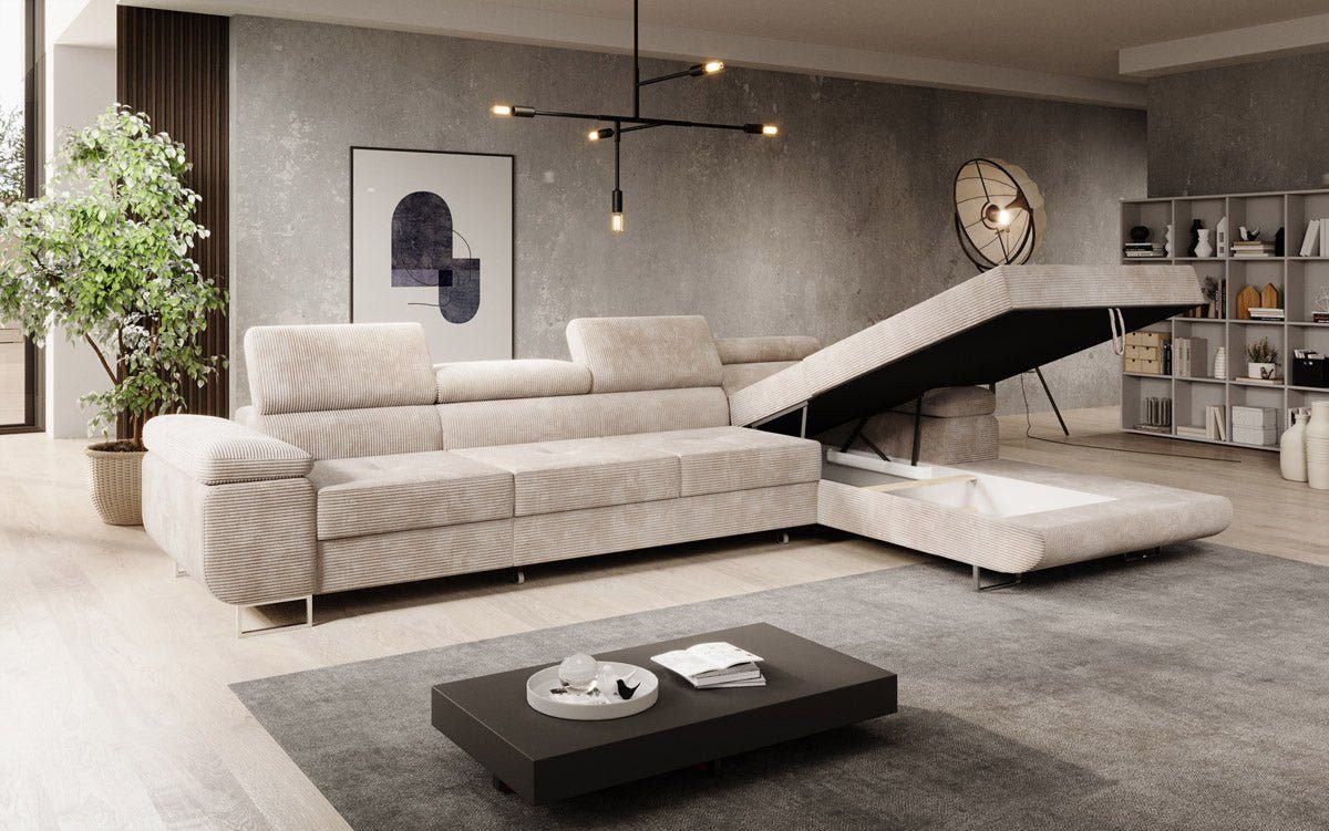 Luxusbetten24 Schlafsofa Designer Sofa Calvera Maxi, in Cord mit Schlaf- und Klappfunktion – Bild 3 von 5