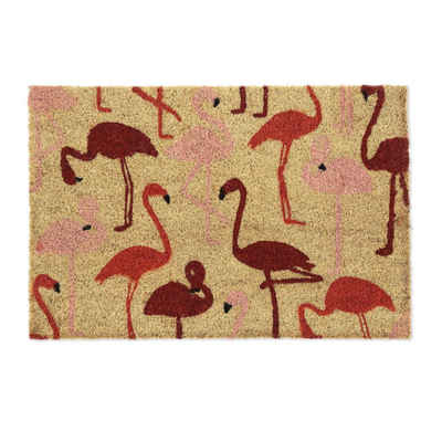 Fußmatte Fußmatte Kokos mit Flamingos, relaxdays, Höhe: 15 mm
