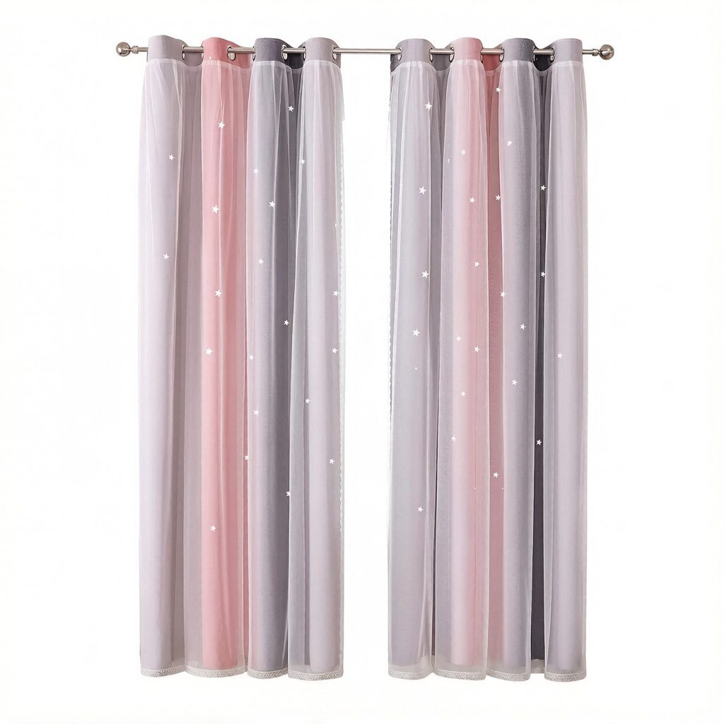 Zyronn Verdunkelungsvorhang 2er Set Curtains Farbverlauf Vorhänge Tüllvorhänge Set