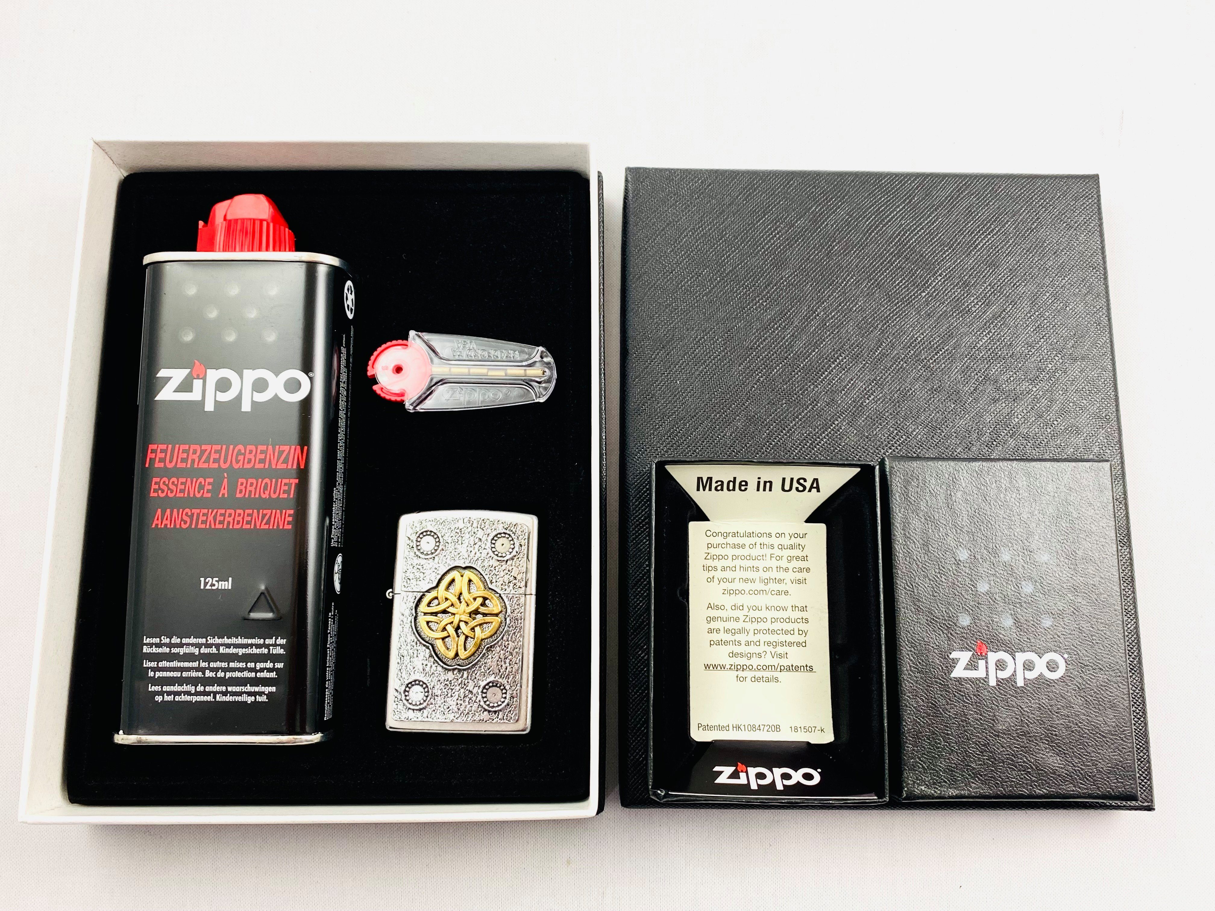 Zippo Feuerzeug Celtic Knot Nordischer Keltenknoten Geschenkset Sturmfeuerzeug