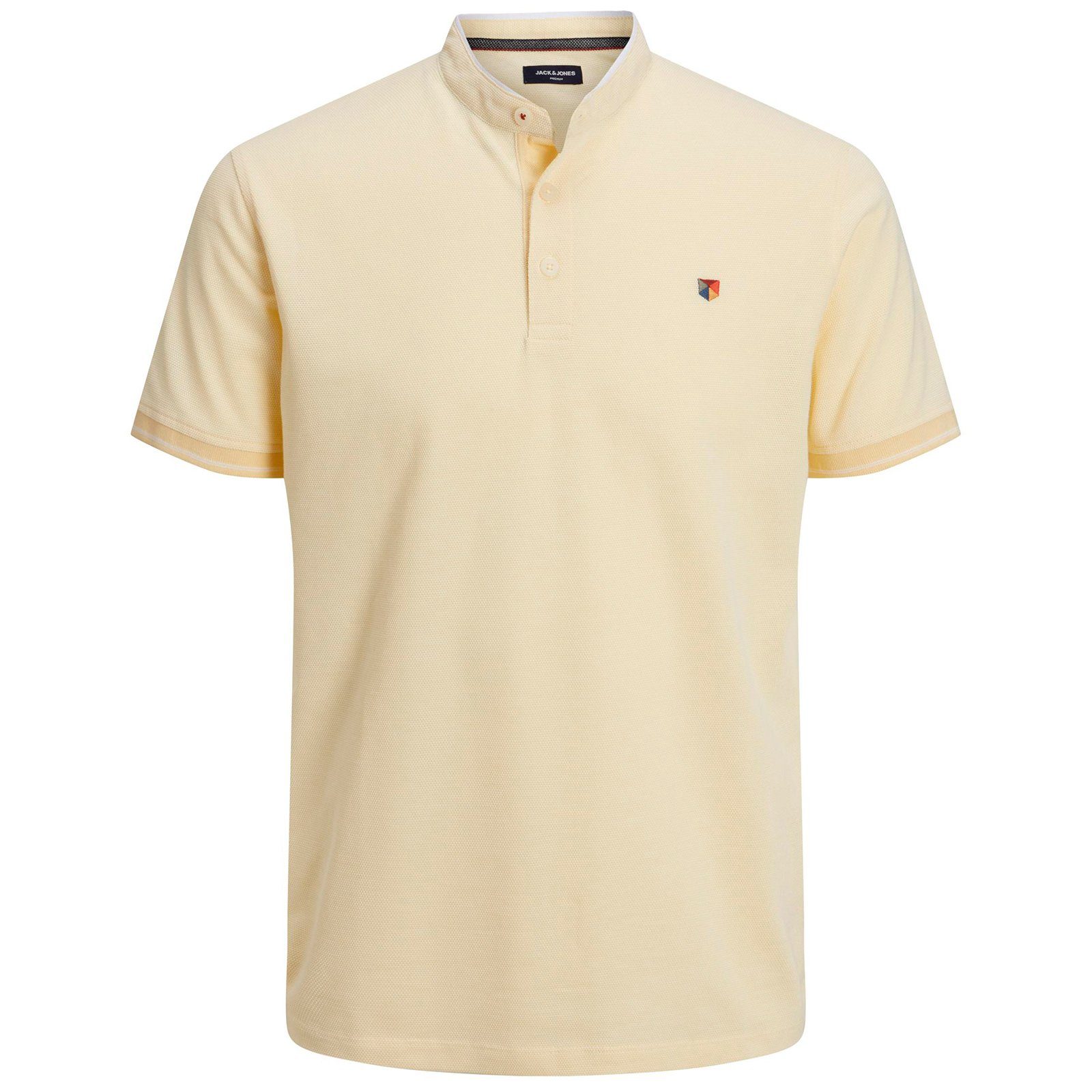 Polo Bicolor MAO Größen Poloshirt Jack Jones Jack&Jones & Stehkragen JPRBLUWIN vanille Große