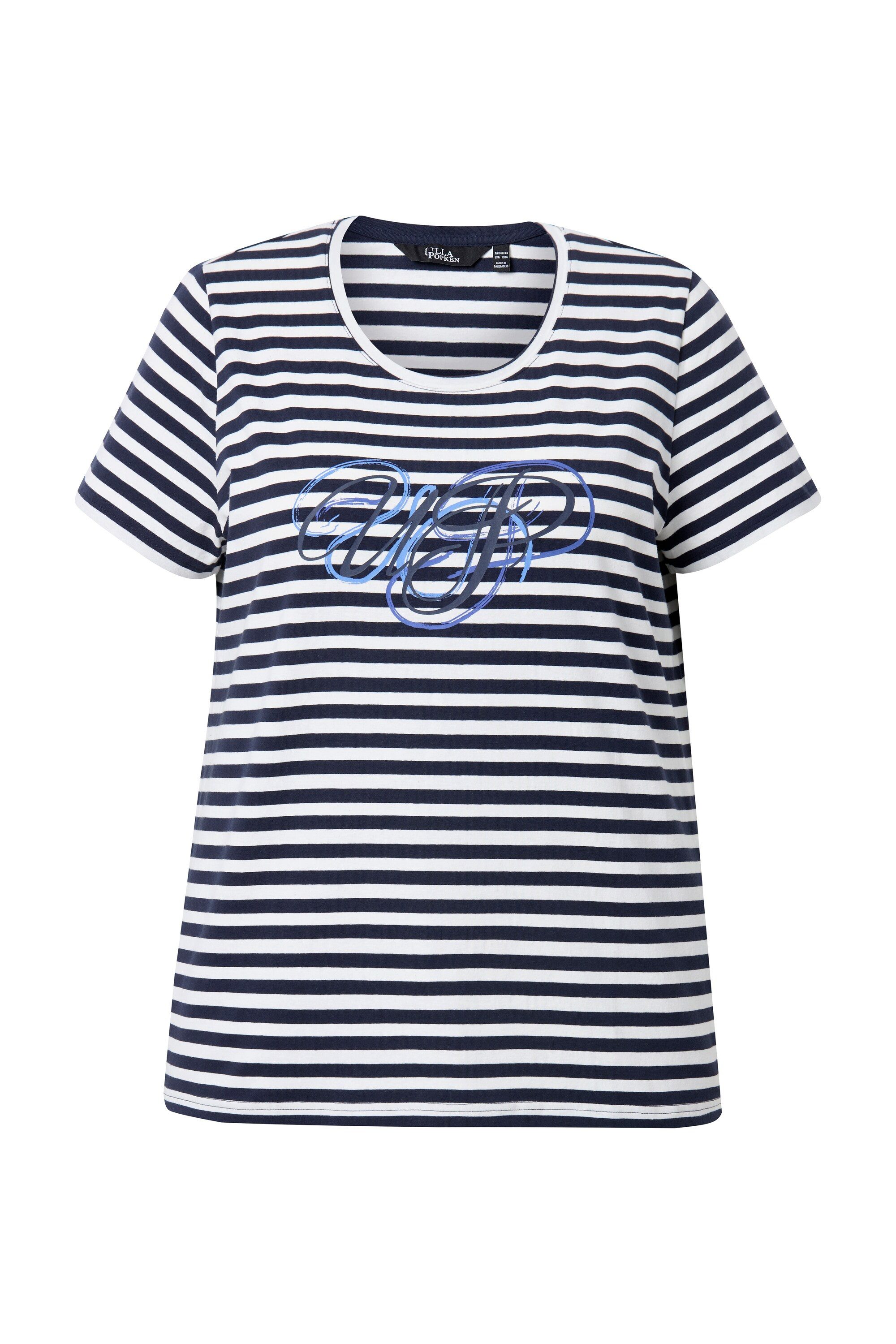 Ulla Popken T-Shirt Shirt Ringel Classic Rundhals Halbarm günstig online kaufen