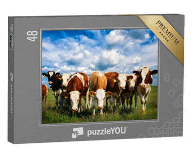 puzzleYOU Puzzle Kühe auf einer grünen Sommerwiese, 48 Puzzleteile, puzzleYOU-Kollektionen Leicht, 500 Teile, 2000 Teile, 1000 Teile