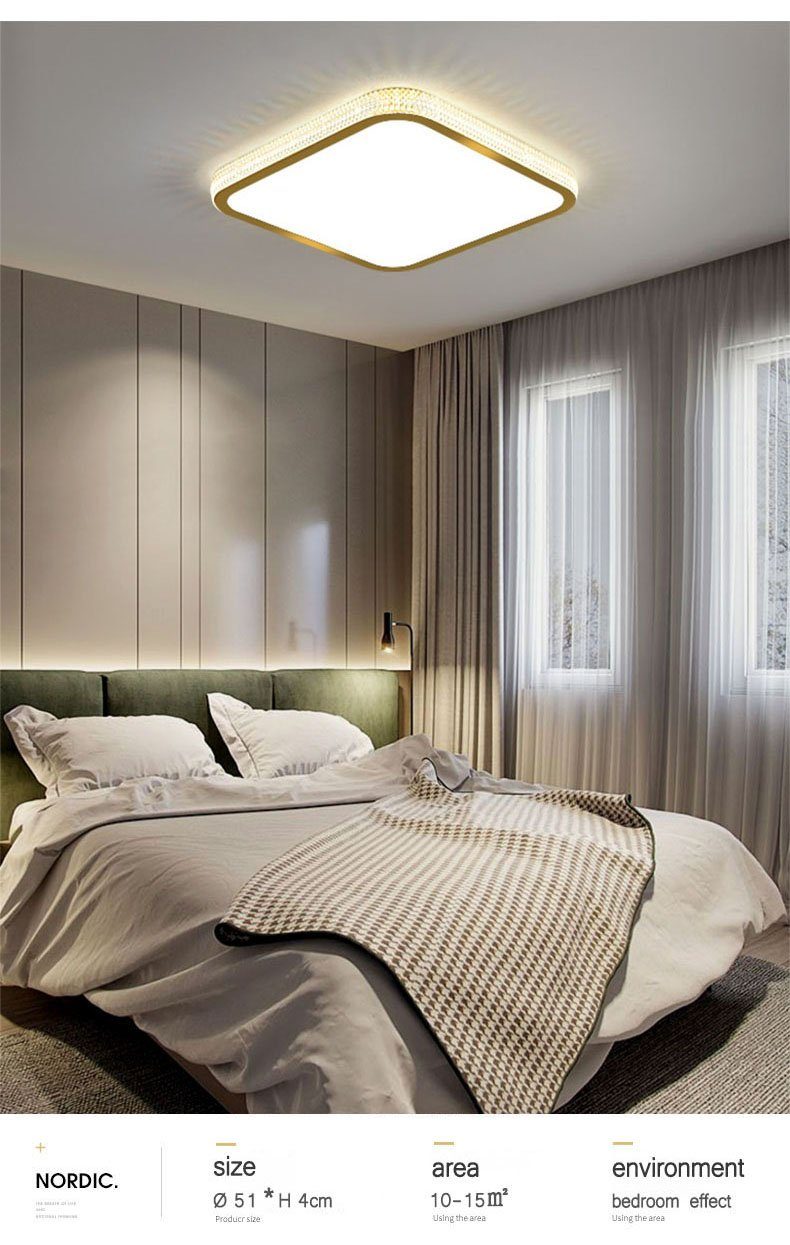 Wohnzimmer, Gold LED mit Warmweiß/Neutralweiß/Kaltweiß, Fernbedienung Modern integriert, Deckenleuchte fest 43W LED Deckenlampe LED Deckenleuchten Dimmbar Daskoo