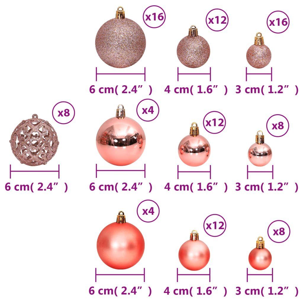 Christbaumschmuck Stk. (100-tlg) / und Rosa 100 und 6 cm vidaXL 3 Rosé Weihnachtskugeln Rosa / 4 Rose